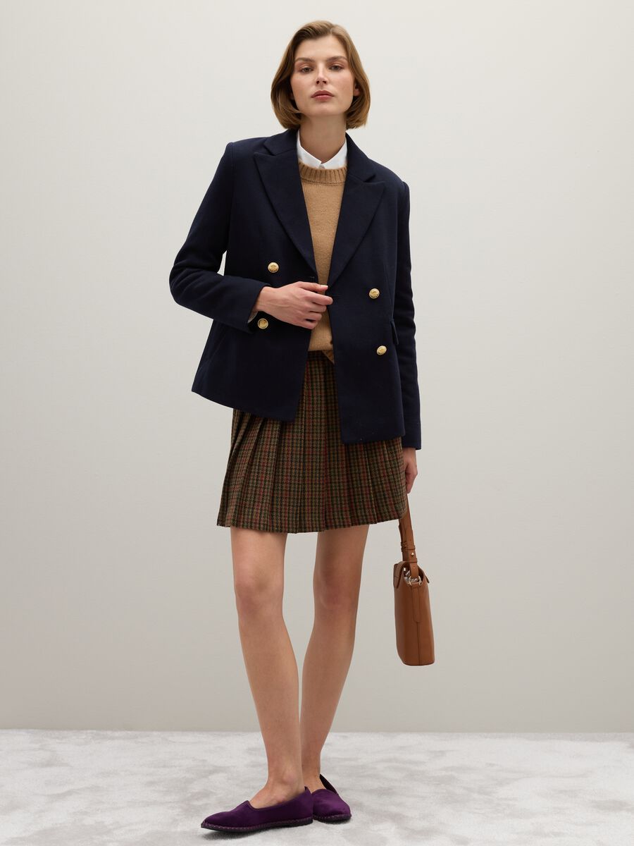 Blue cotton blend regular fit blazer_1