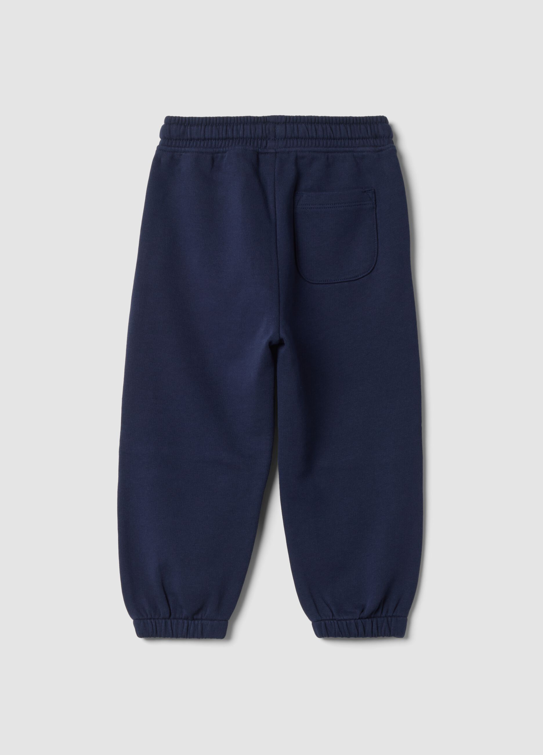 Blue cotton and viscose blend jogger trousers