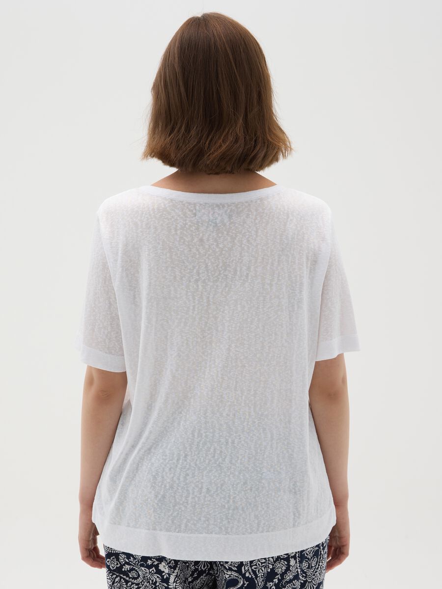 Women's white blend regular fit T-shirt_3