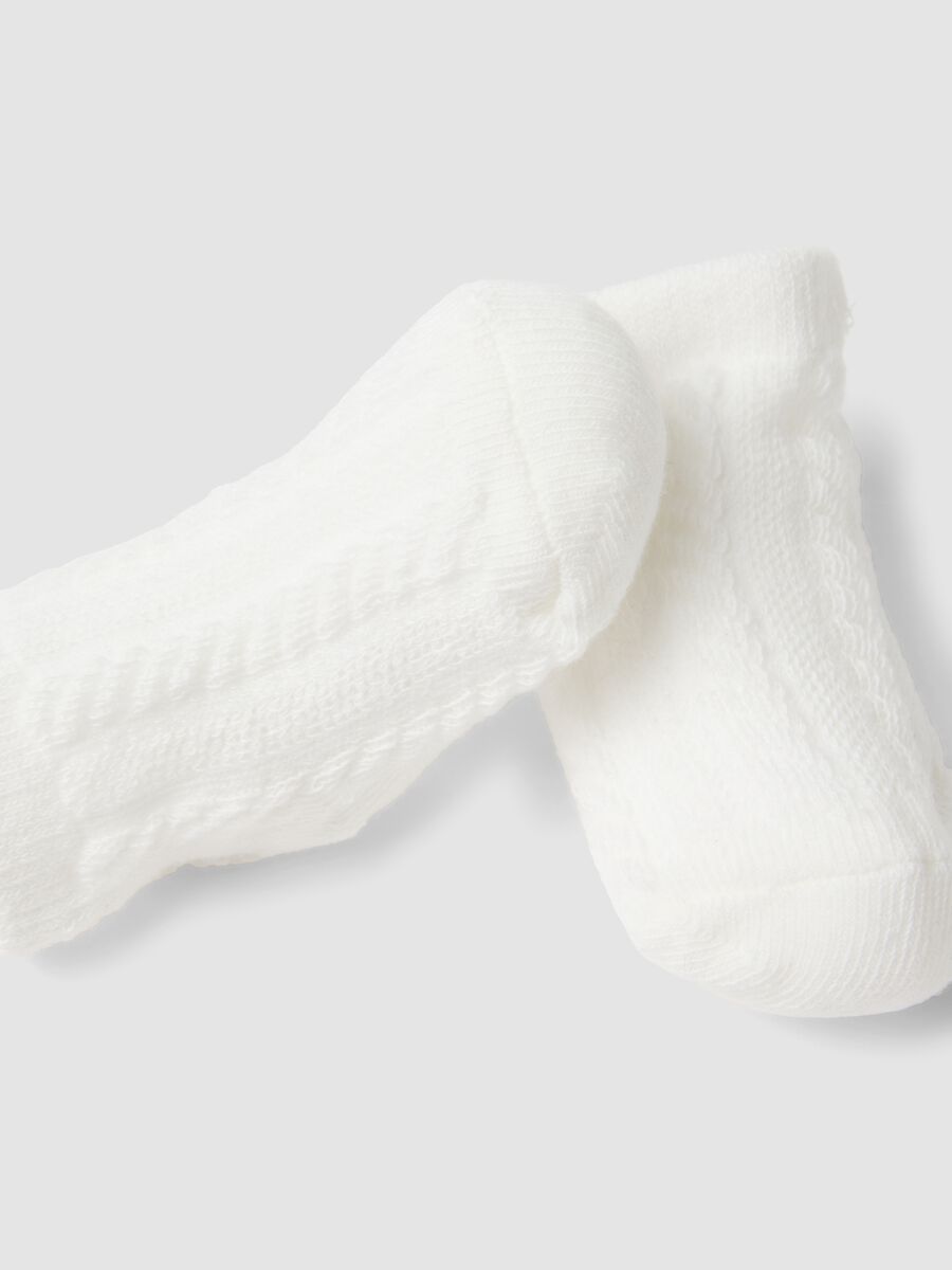 White organic cotton-blend baby girl booties with bow_1