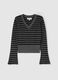 Crop pullover with V neck and stripes_4