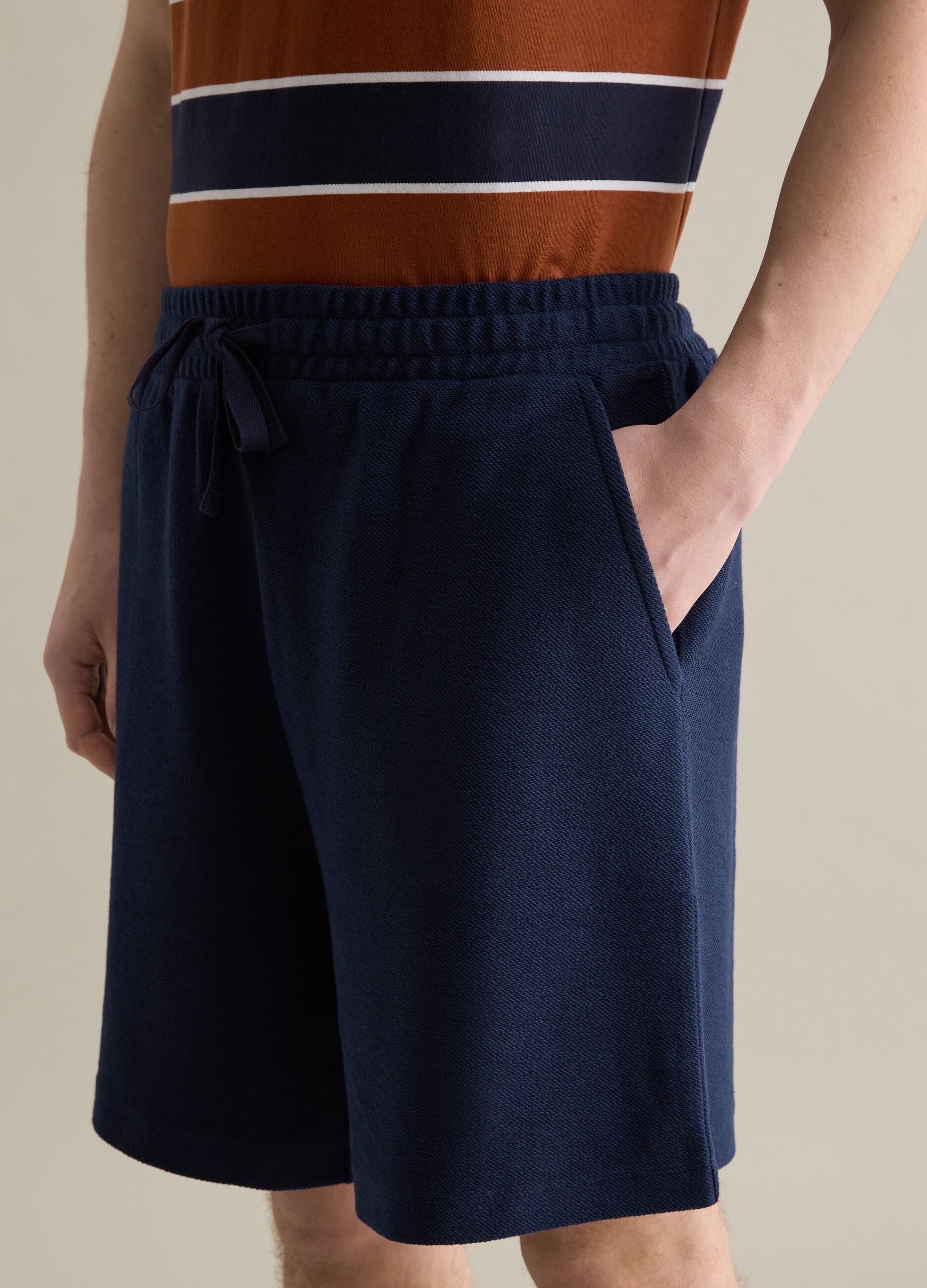 Blue Bermuda shorts in pure Piombo cotton
