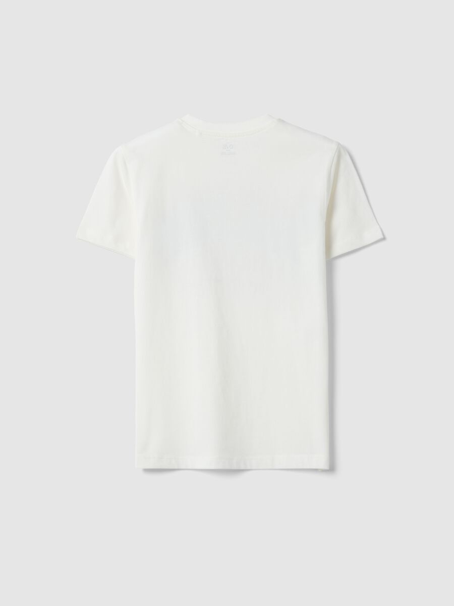 Boy's regular fit pure white cotton T-shirt with print_1