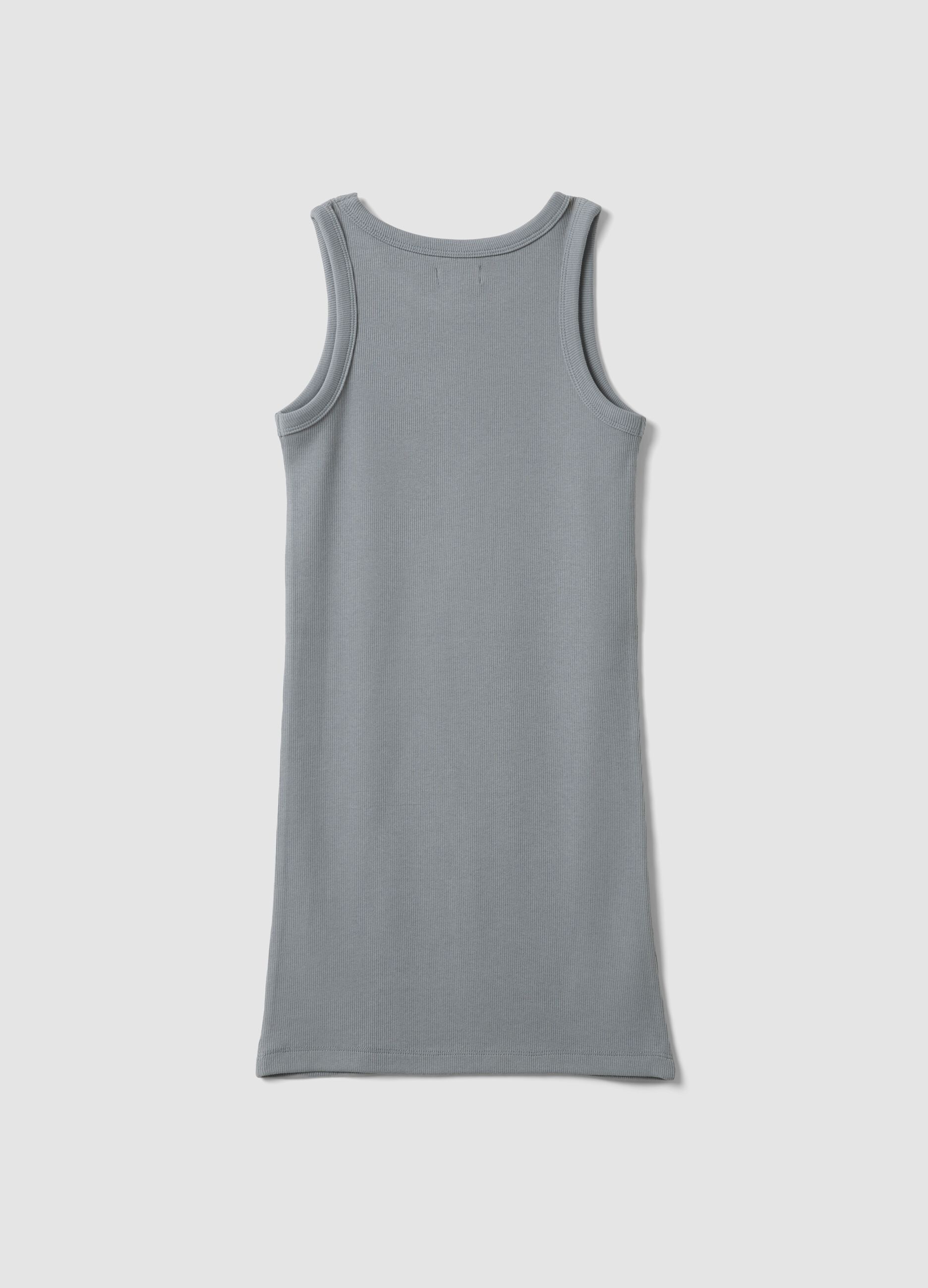 Girls&rsquo; fitted sleeveless dress in grey stretch cotton