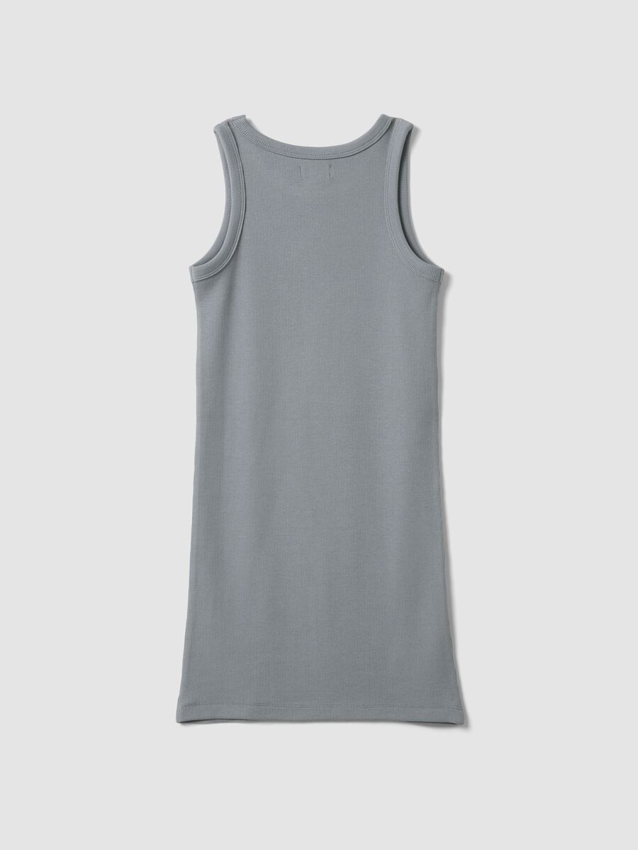 Girls&rsquo; fitted sleeveless dress in grey stretch cotton_4