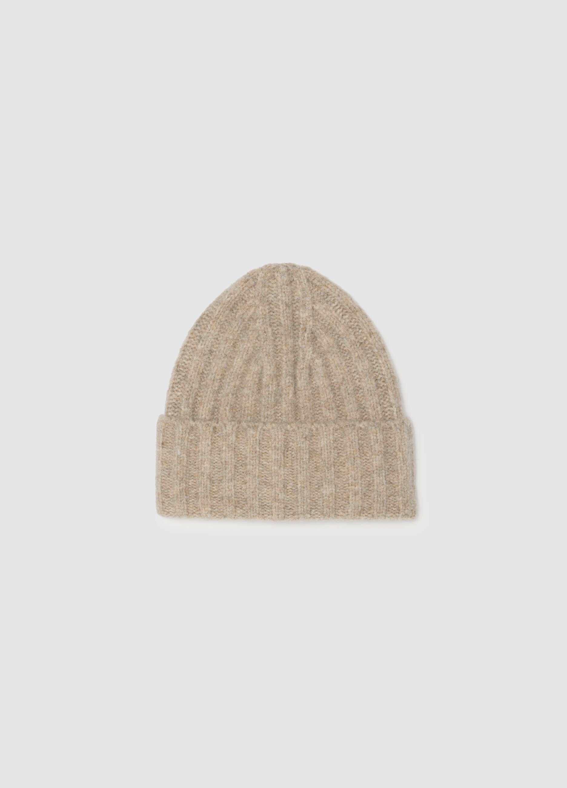 Beige wool blend cap