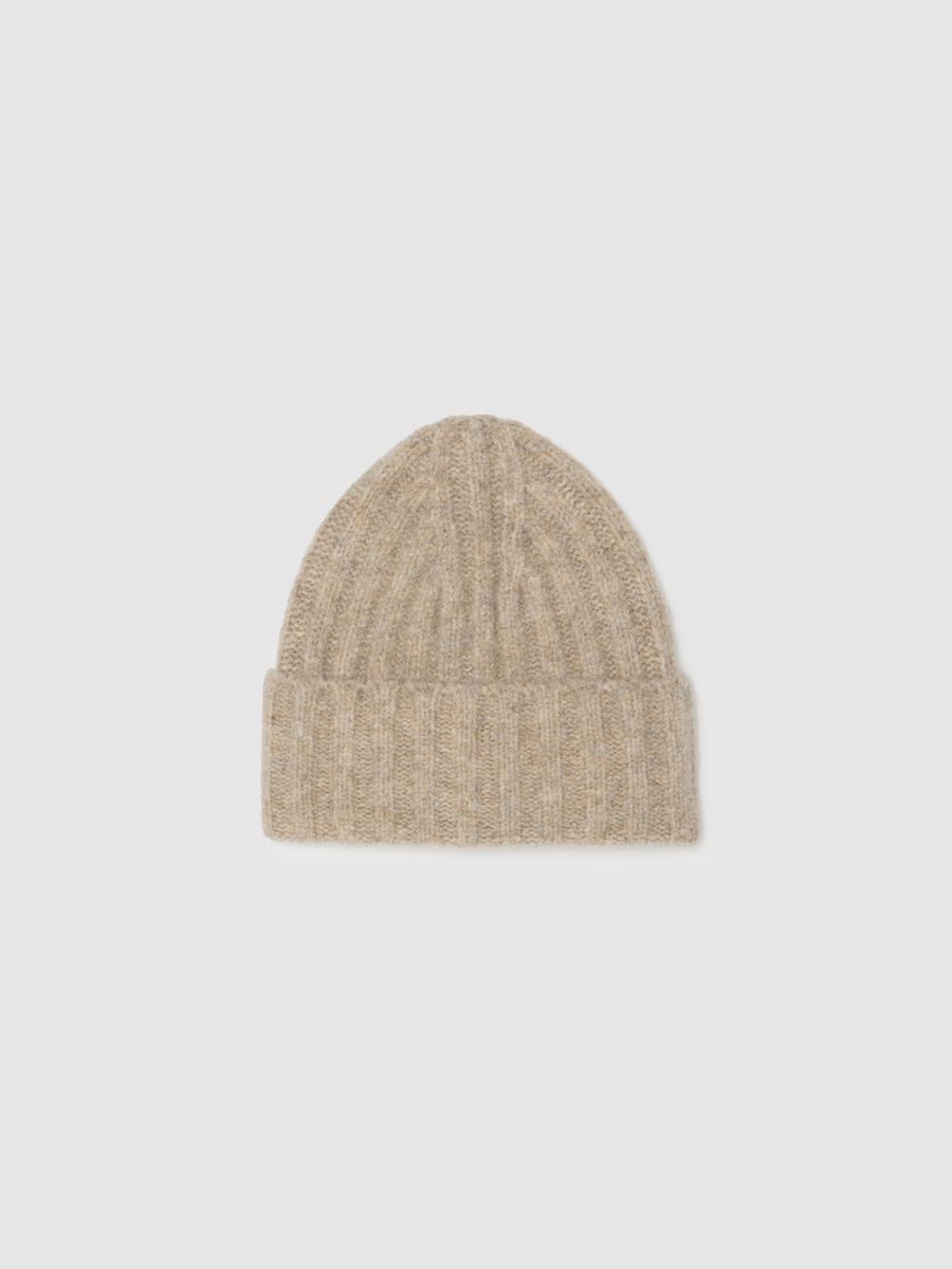Beige wool blend cap_0