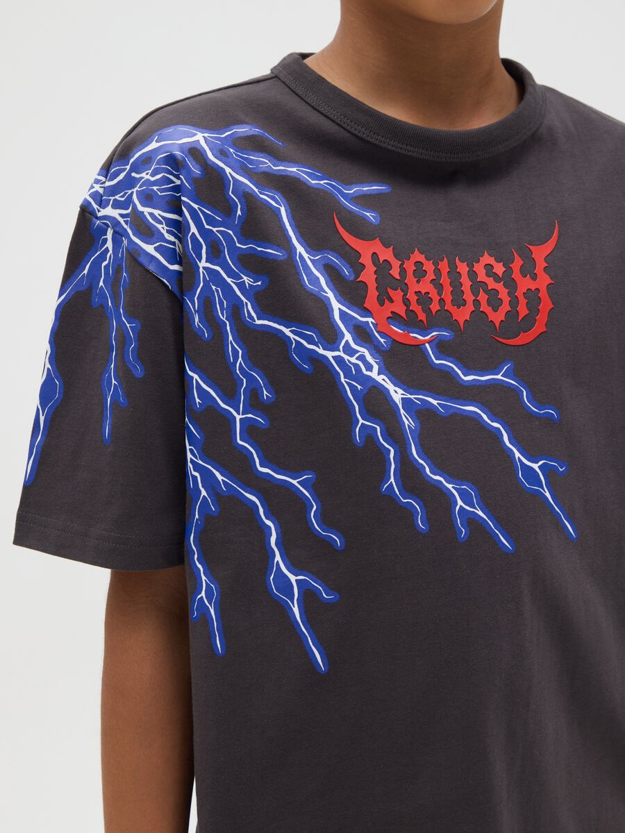 T-shirt in cotone con stampa fulmini "Crush"_2