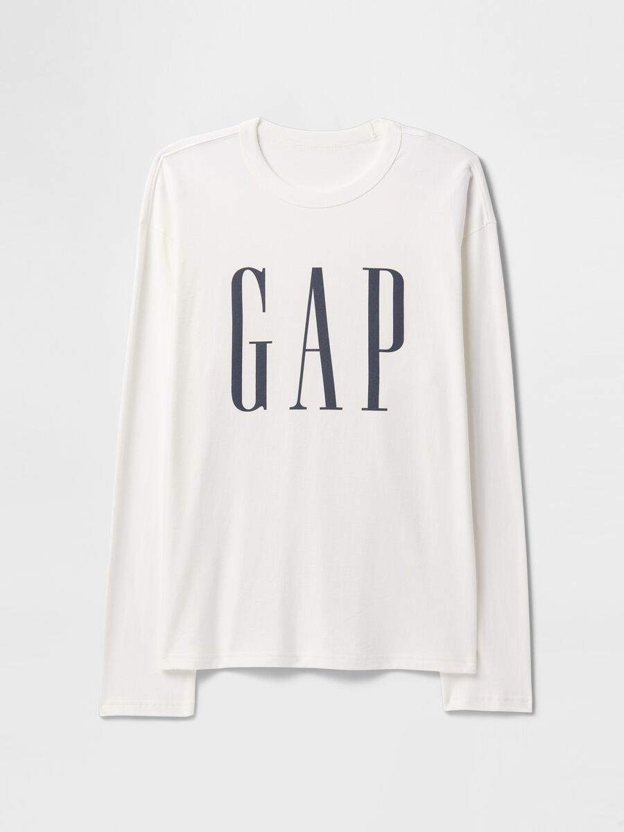 White long sleeve T-shirt with Gap logo_3