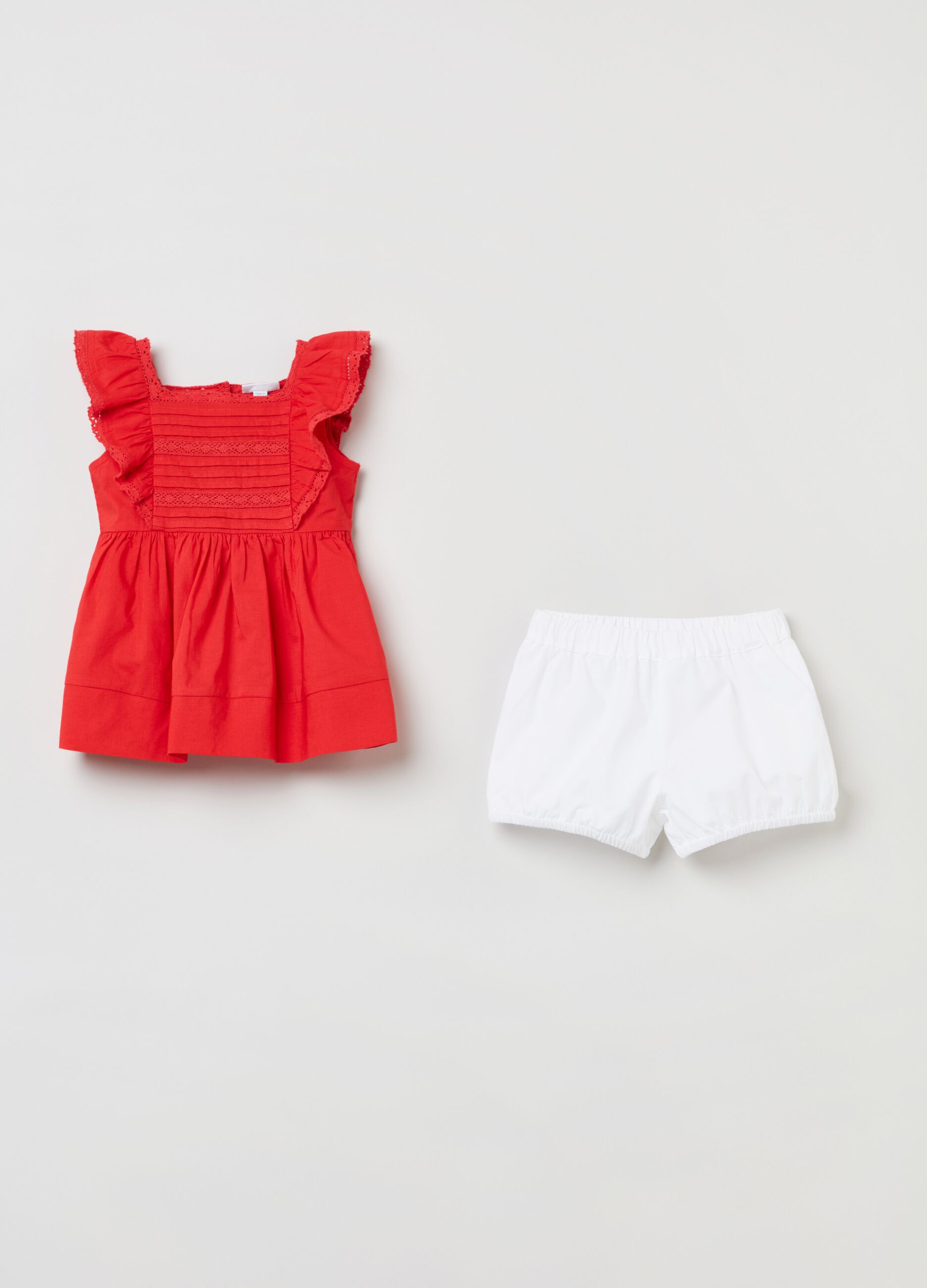 Dress with flounce and culottes set