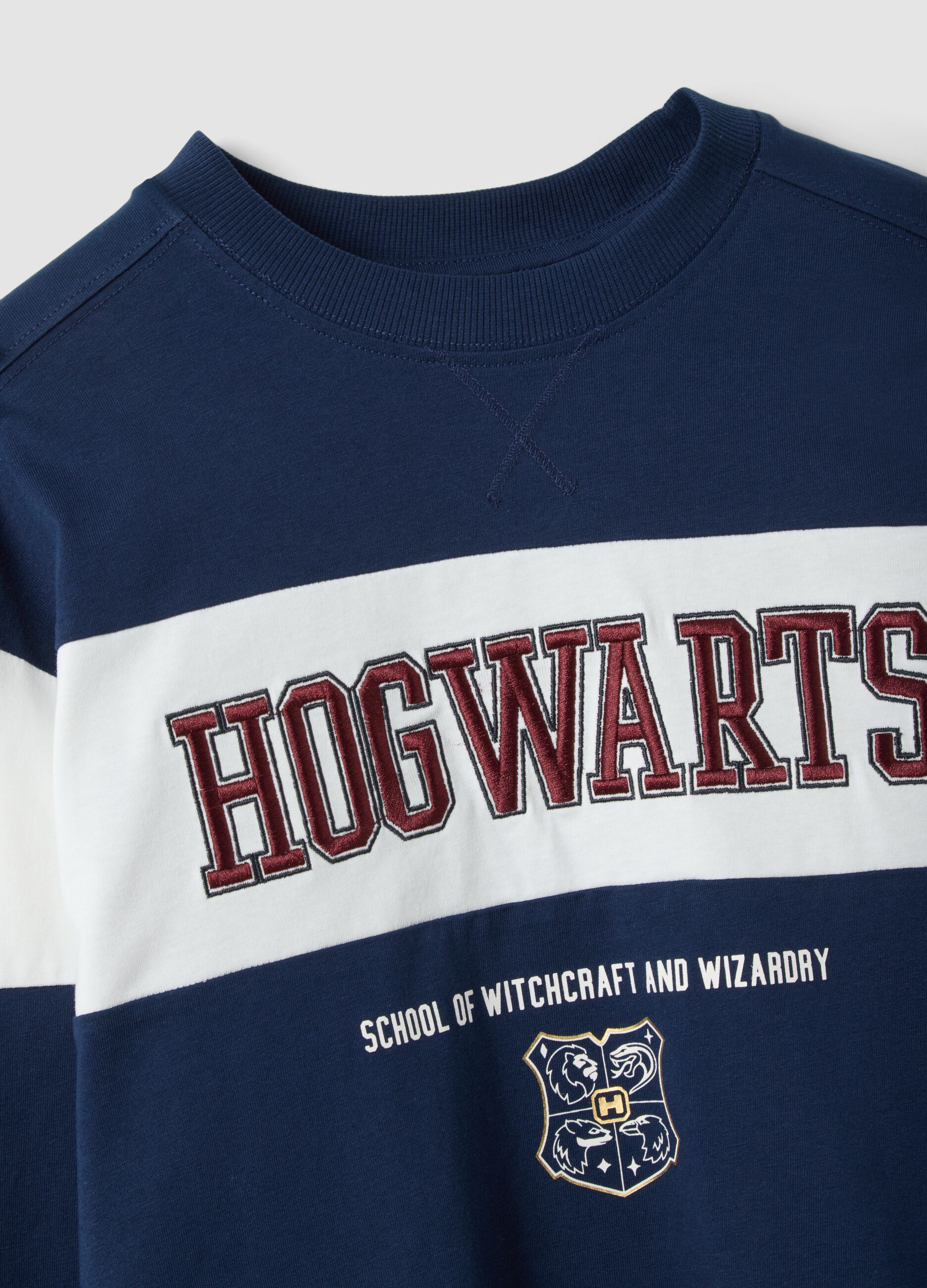 Blue pure cotton crew-neck Harry Potter print T-shirt for boys