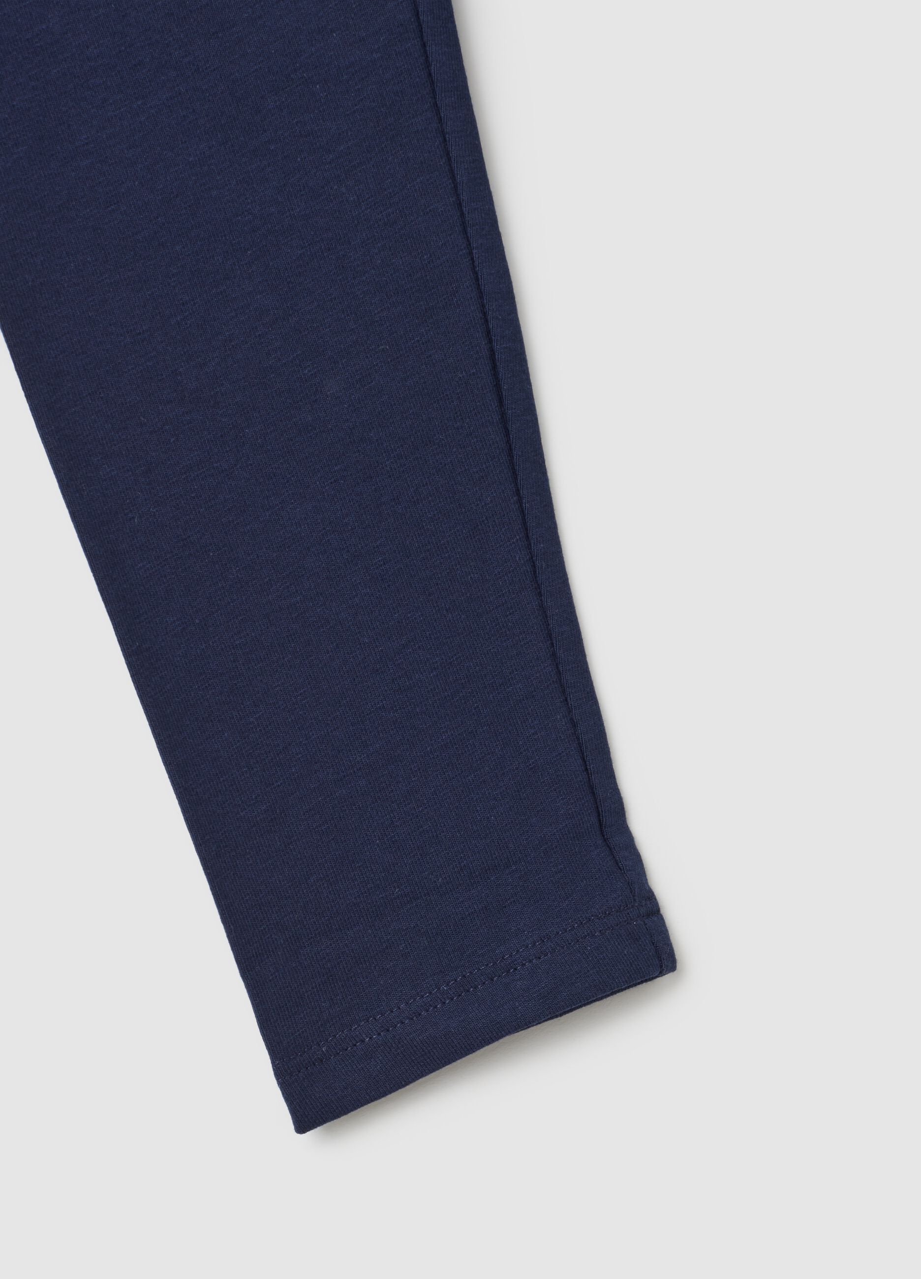 Leggings da bambina in cotone elasticizzato blu skinny