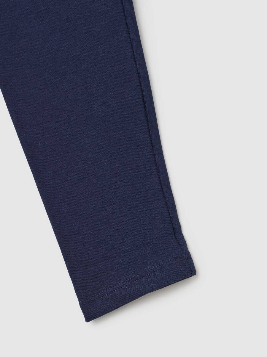 Leggings da bambina in cotone elasticizzato blu skinny_3