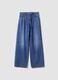 Jeans blu wide leg a vita alta in puro cotone_4