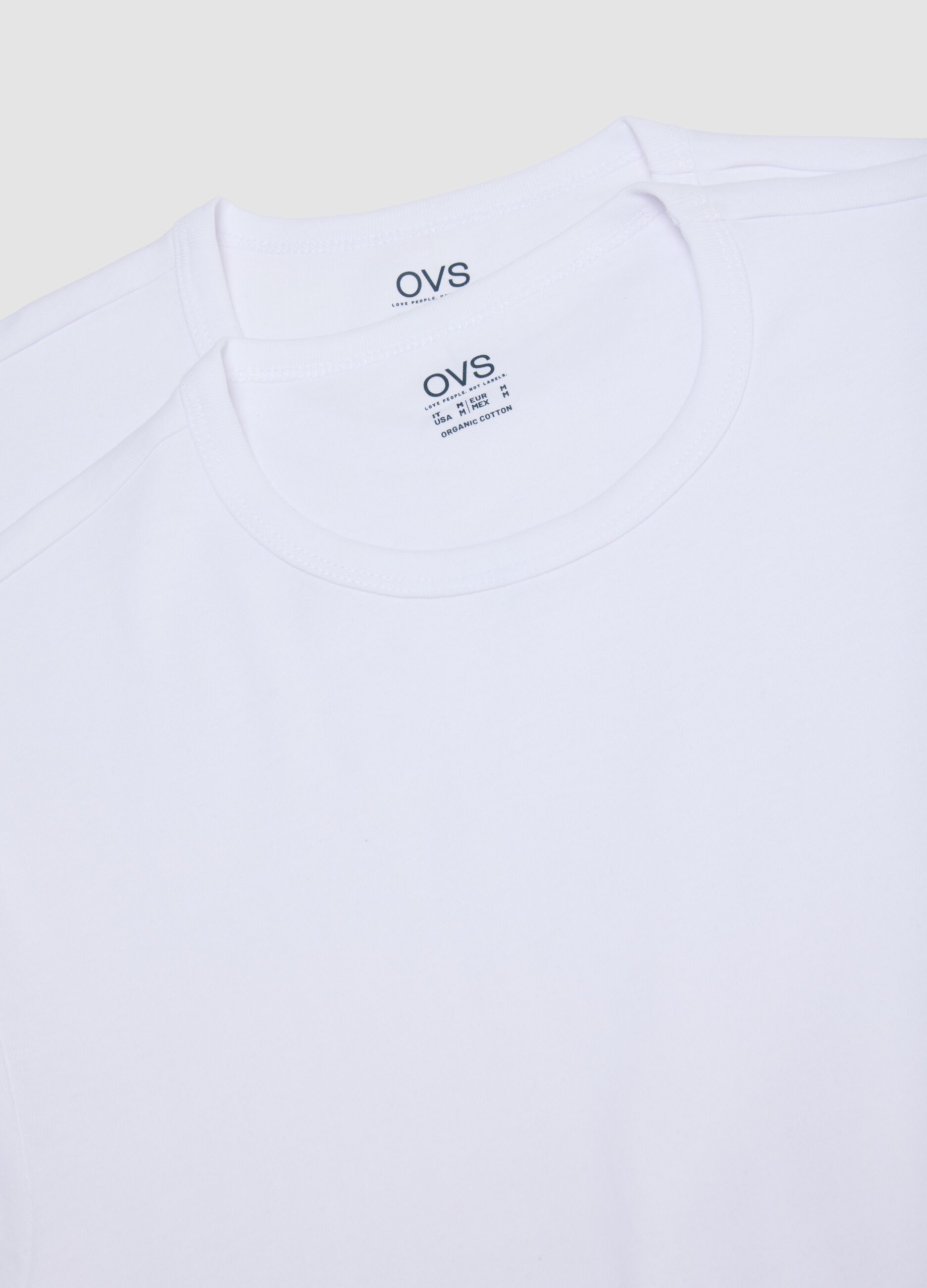 2-pack white crew-neck T-shirts in pure organic cotton, regular fit