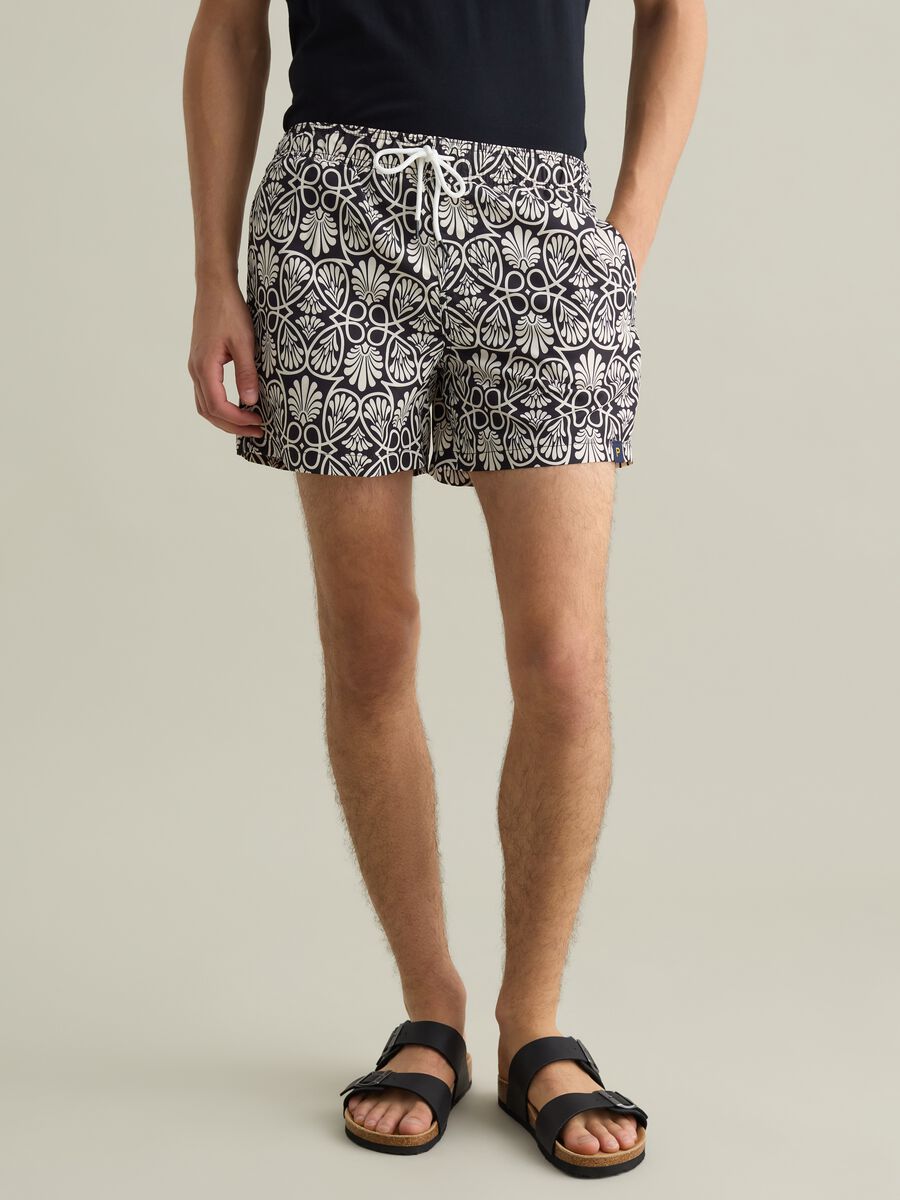Men's boxers in multicoloured fabric with floral pattern and regular fit_1