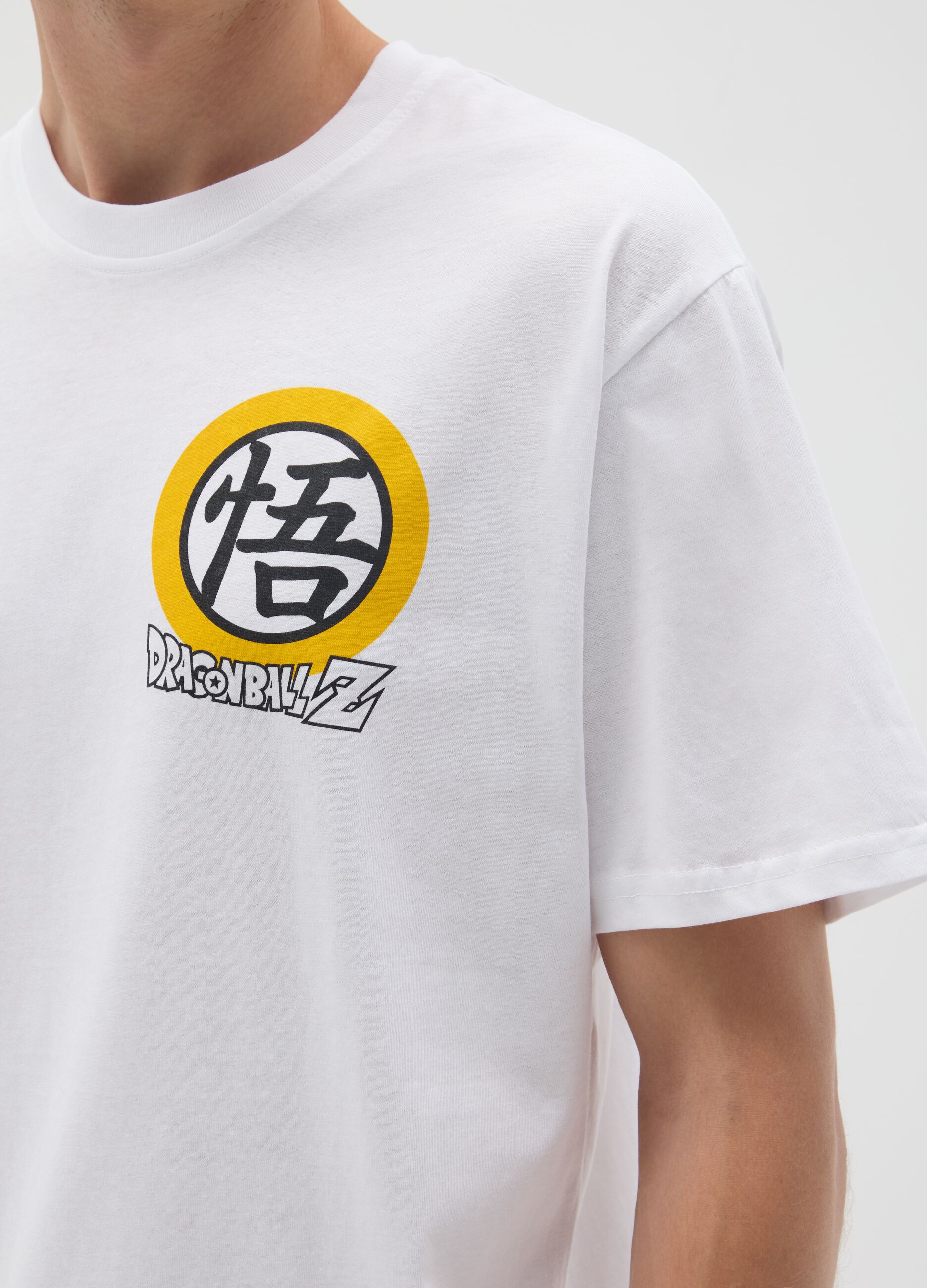 White pure cotton T-shirt relaxed fit with print