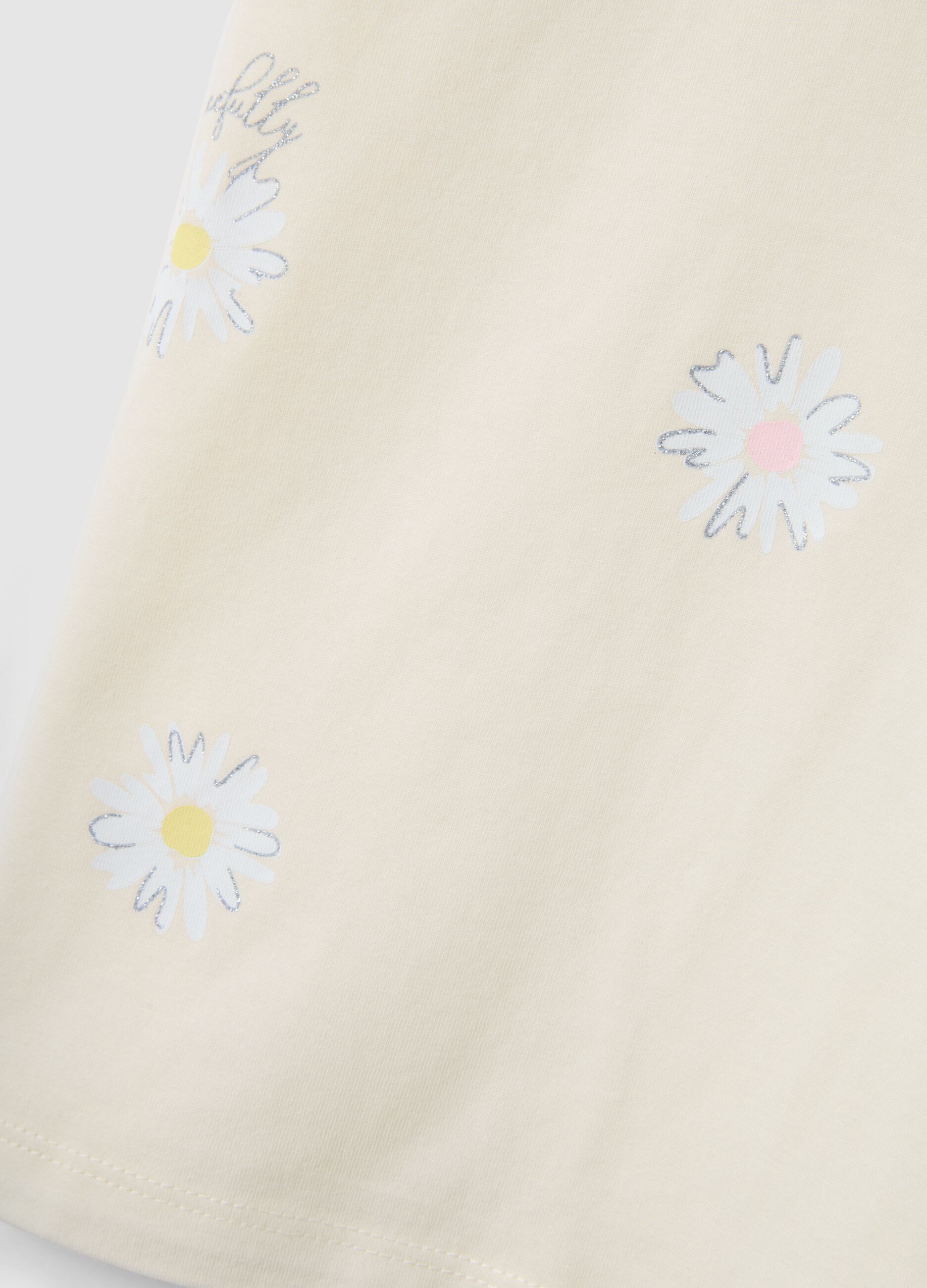 Yellow pure cotton regular fit t-shirt with print for girls