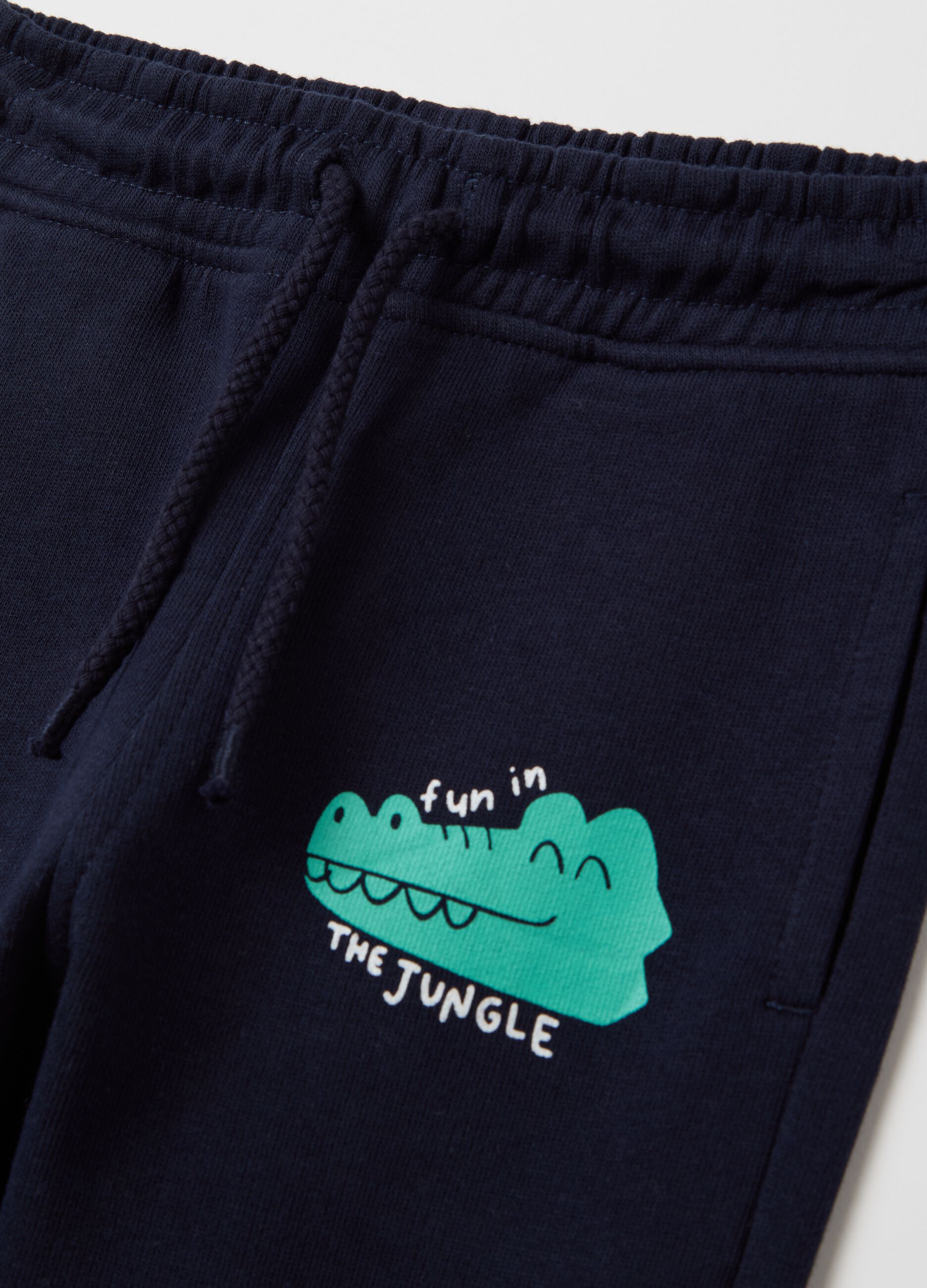 Cotton joggers with drawstring and print