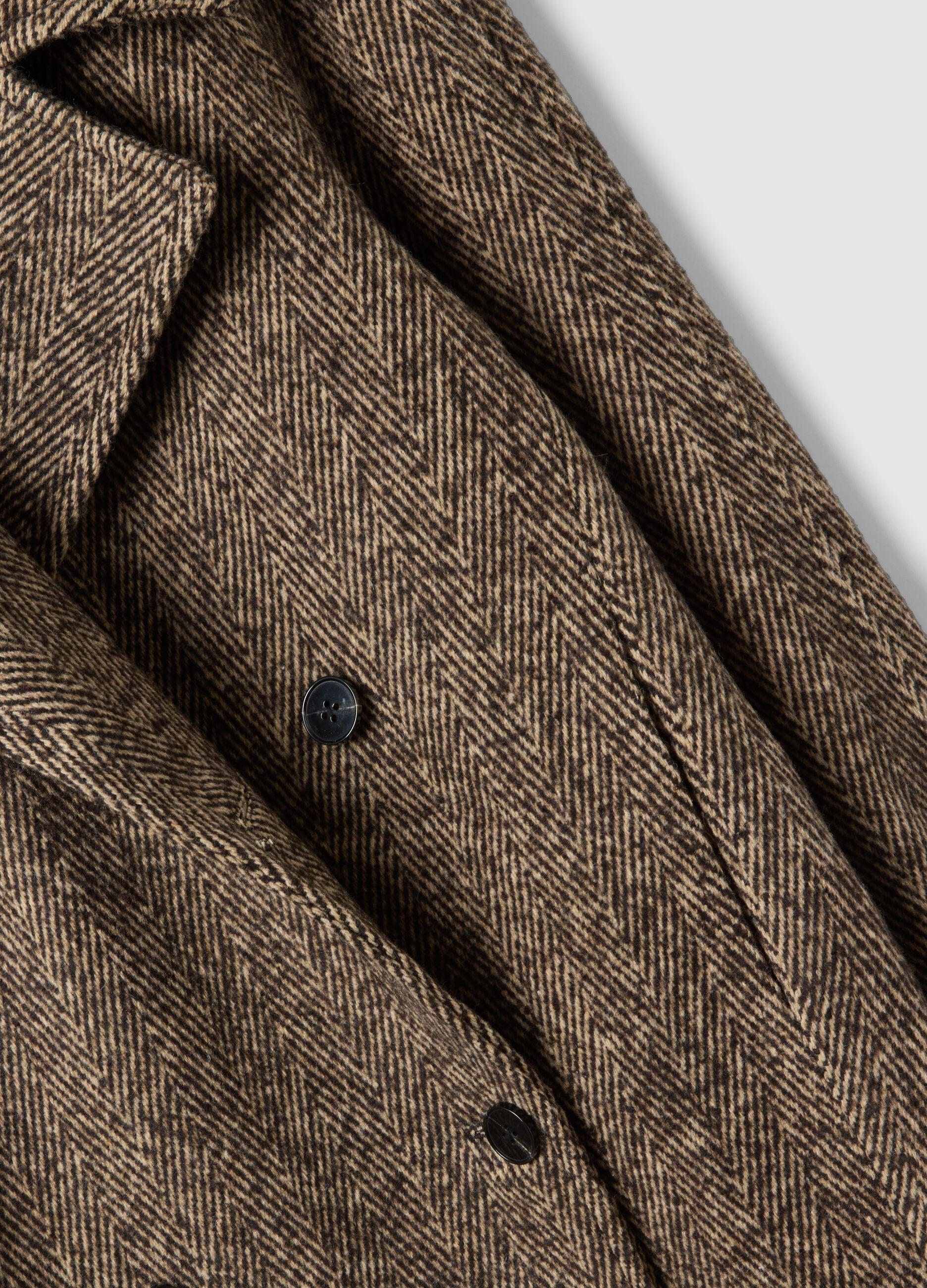 Cappotto marrone e beige in misto lana e viscosa
