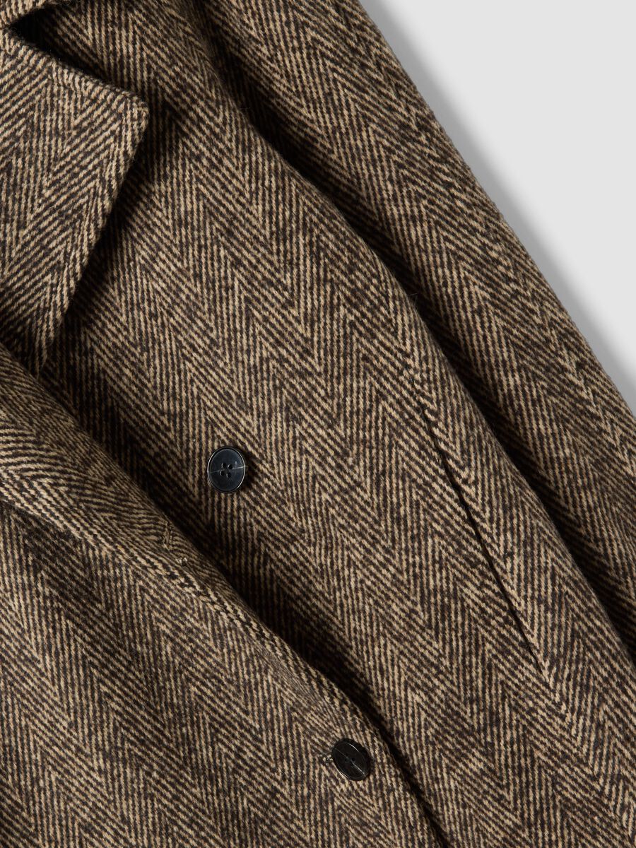 Cappotto marrone e beige in misto lana e viscosa_1