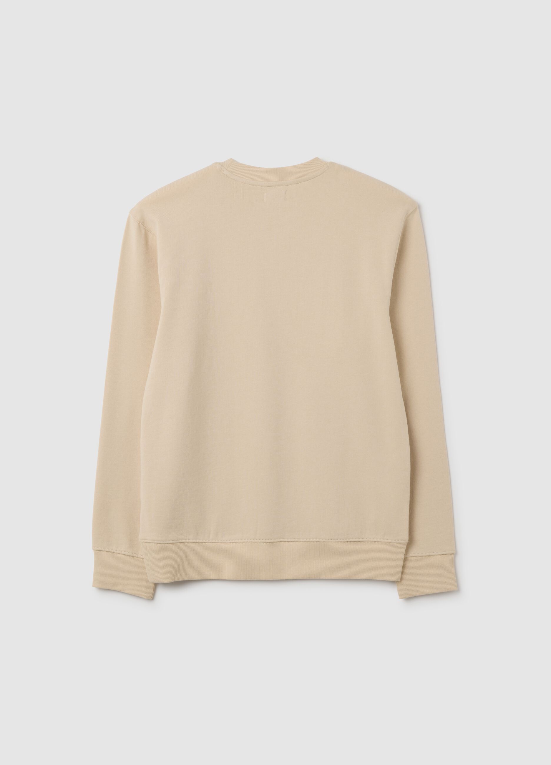 Boys' beige pure cotton sweatshirt with relaxed fit