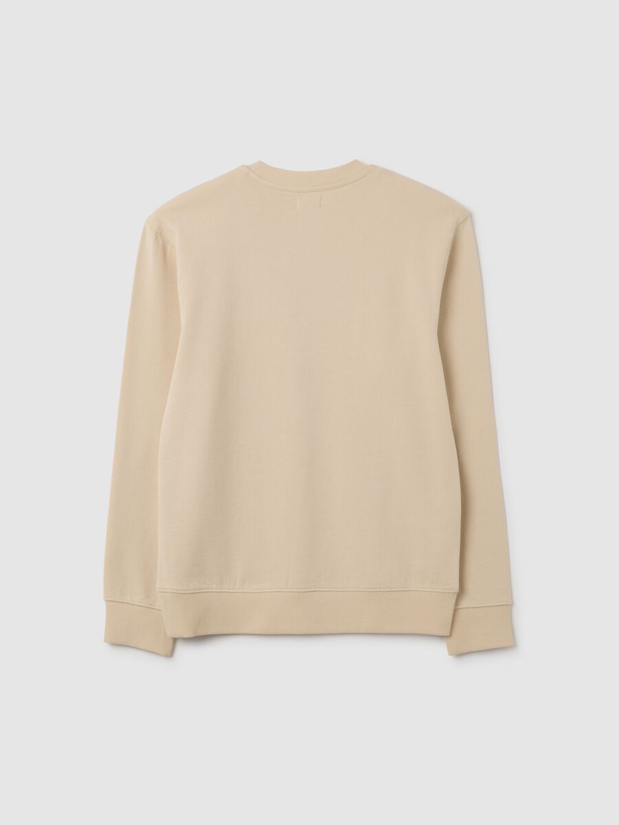 Boys' beige pure cotton sweatshirt with relaxed fit_1