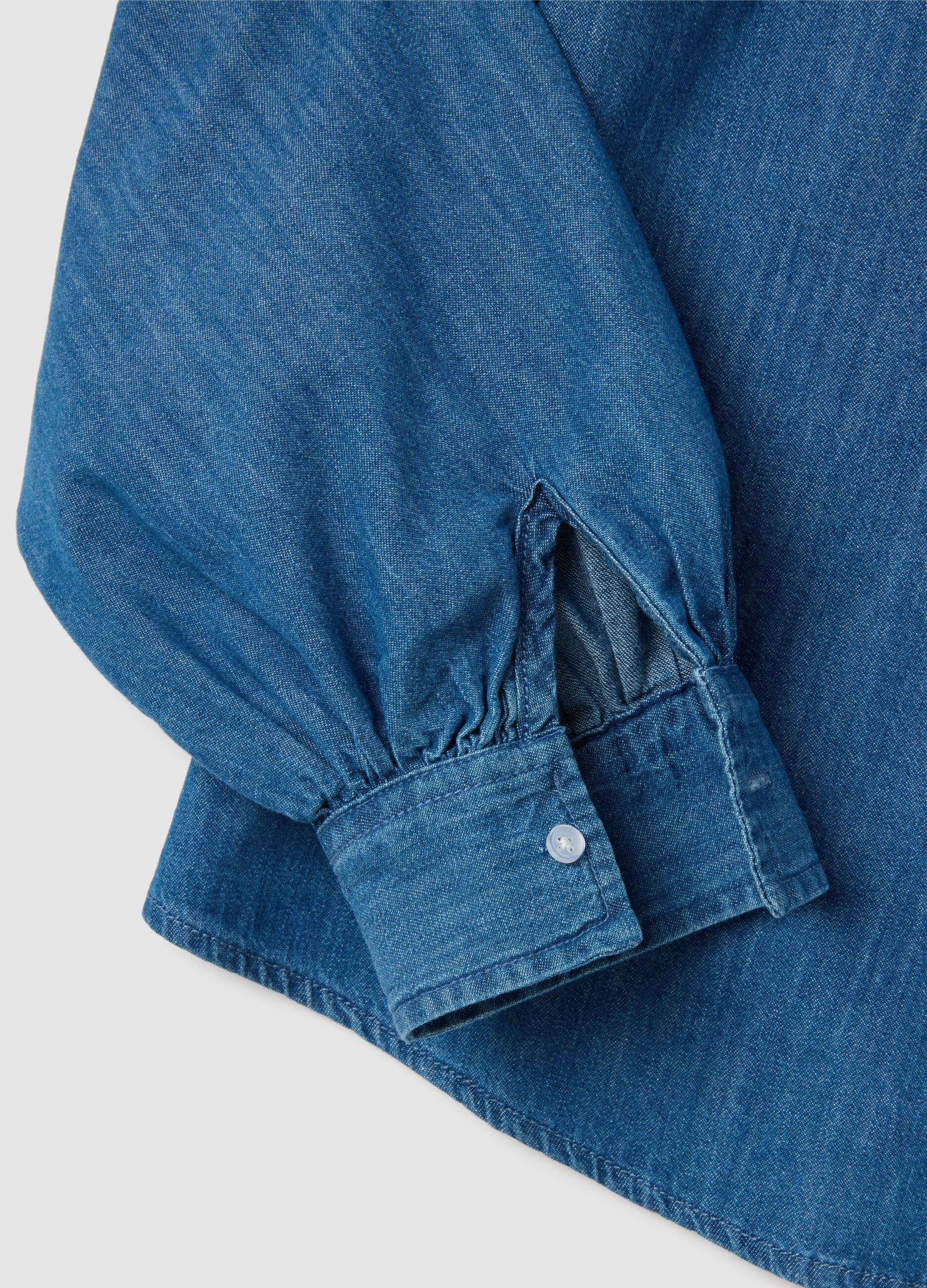Denim Shirt with Classic Collar