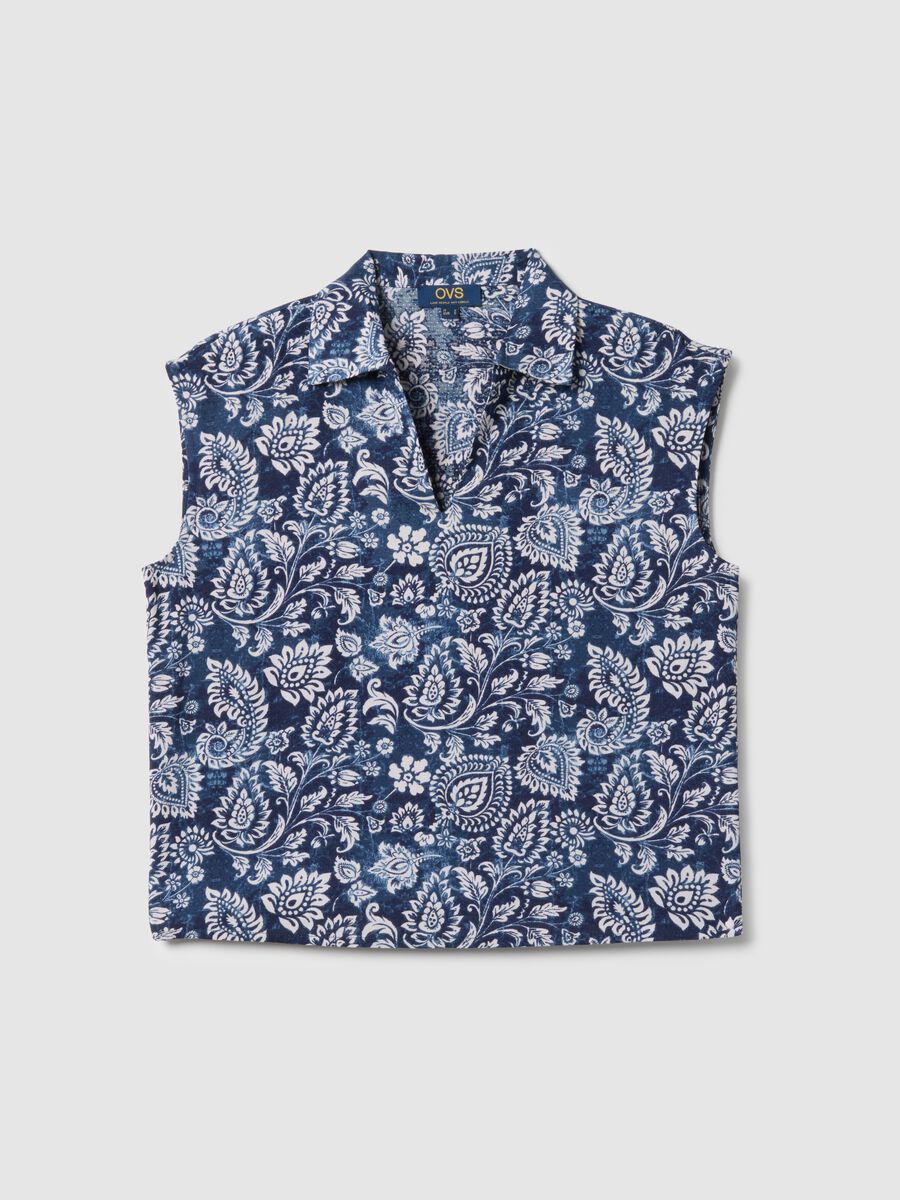 Camicetta senza maniche in pura viscosa multicolor regular fit con scollo a V_4