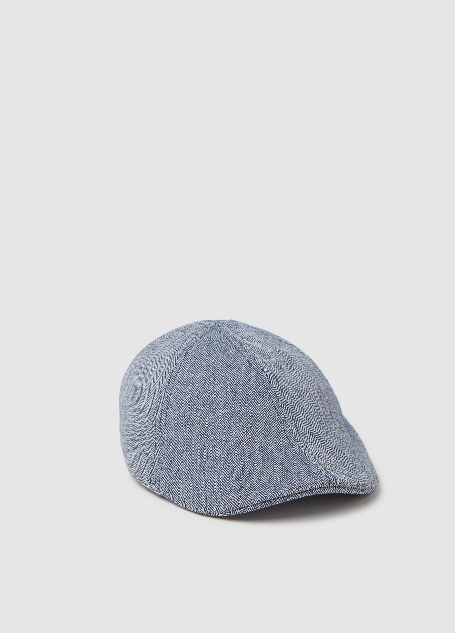 Flat cap with herringbone weave