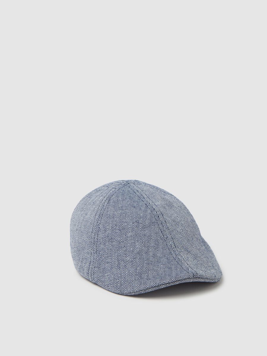 Flat cap with herringbone weave_0