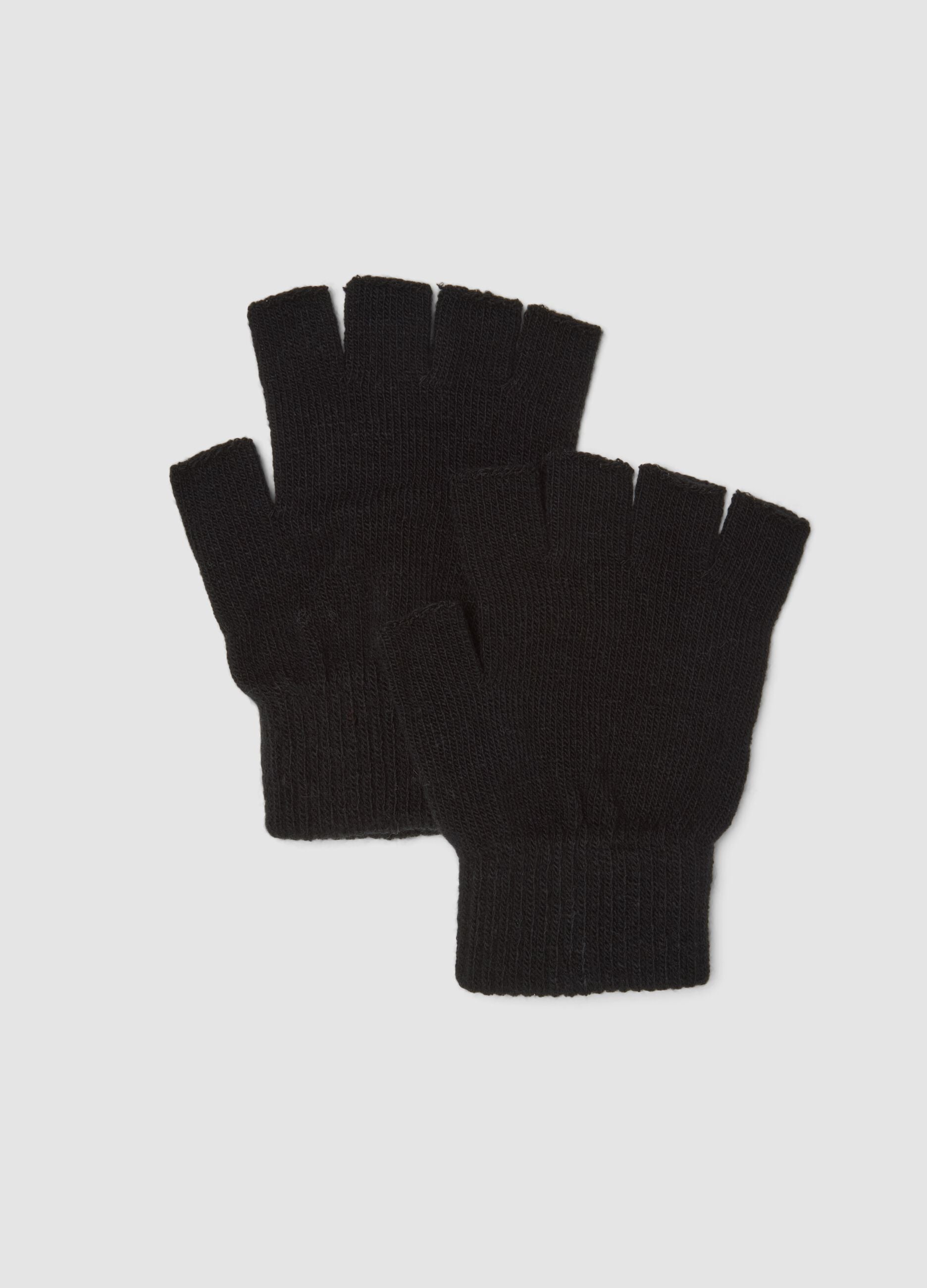 Black fingerless gloves in stretch fabric