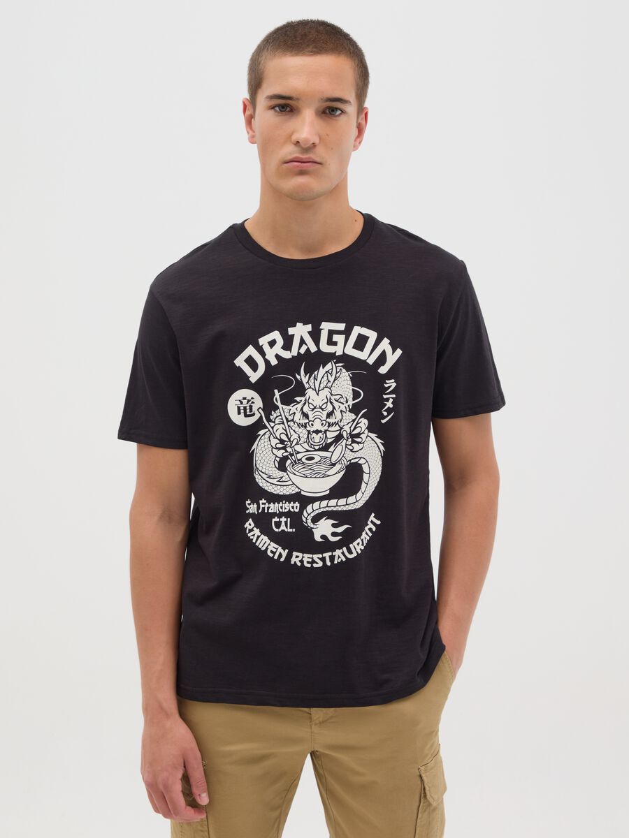 Men's Black Dragon Cotton T-shirt_0