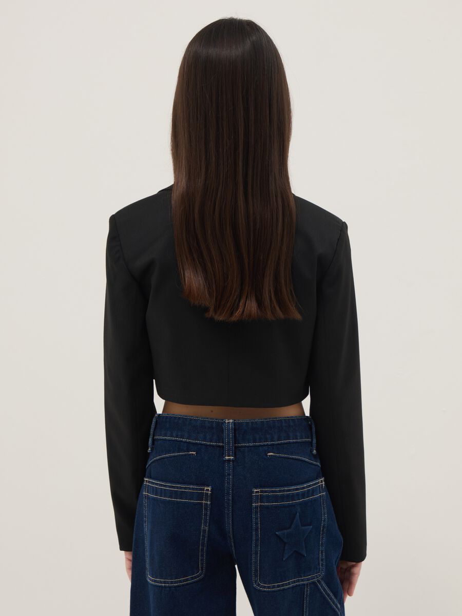 Blazer corto nero da ragazza regular fit_1