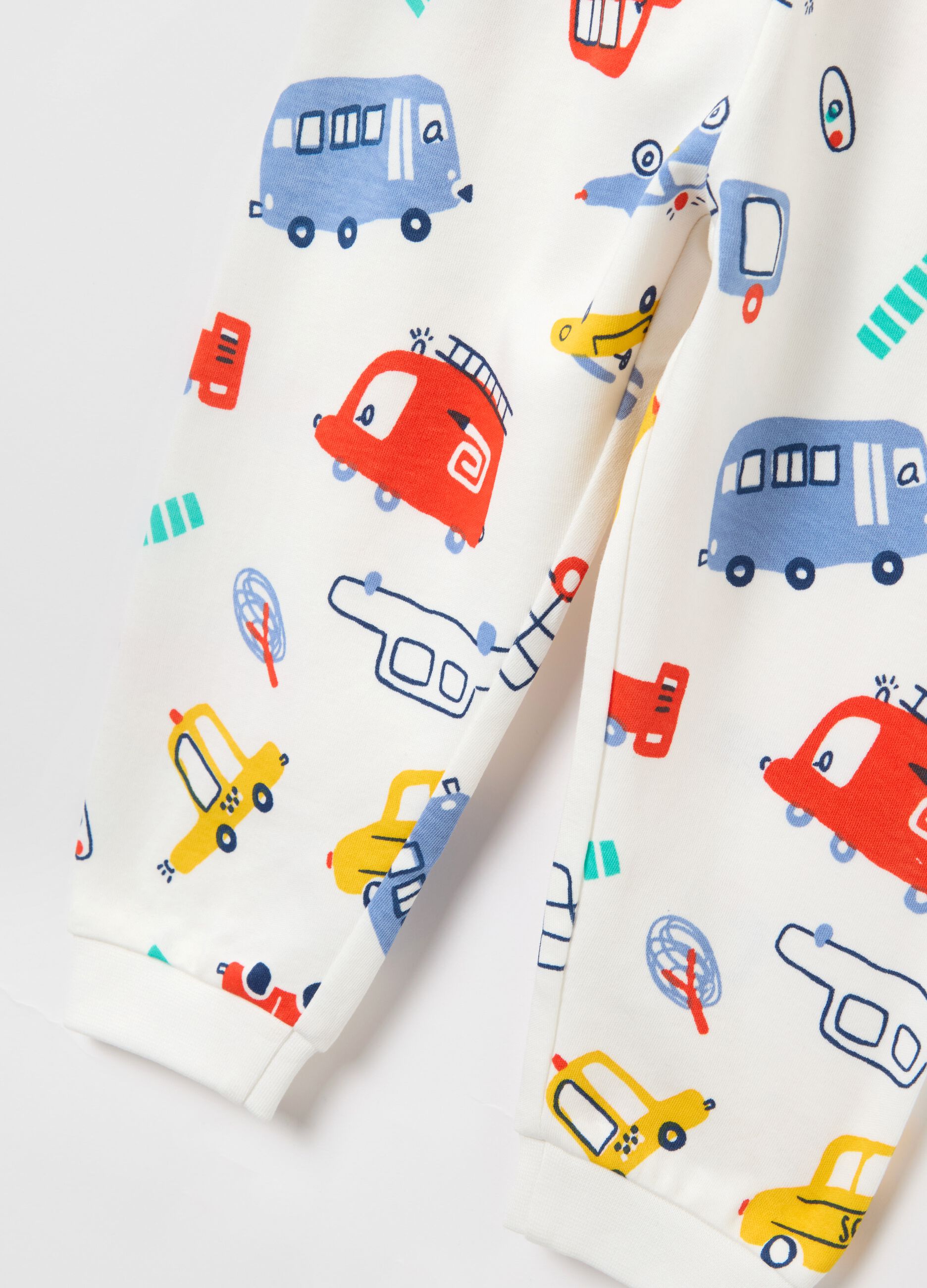 Cotton pyjamas with transportation print