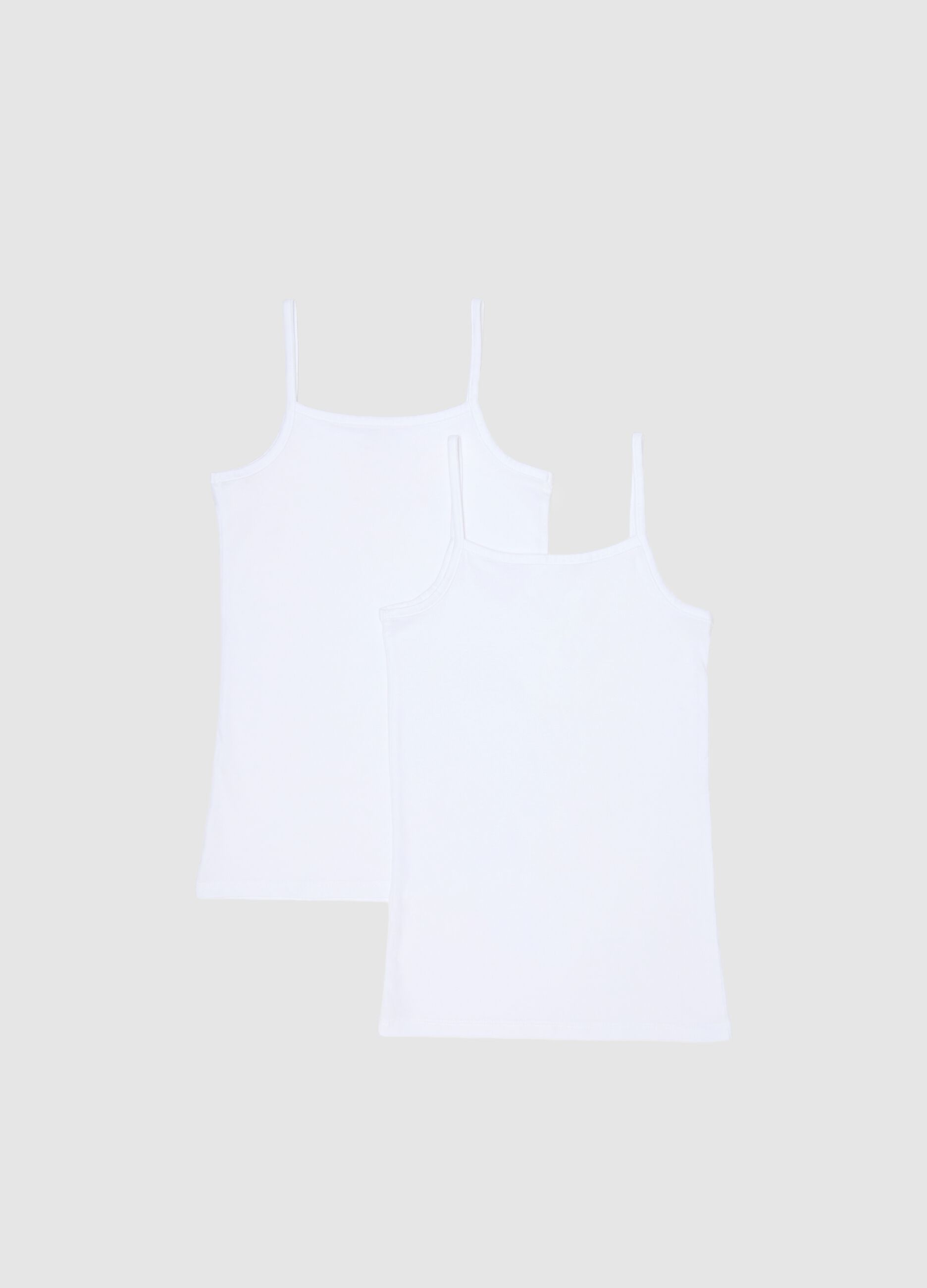 Girl's white tank tops bipack in pure cotton regular fit