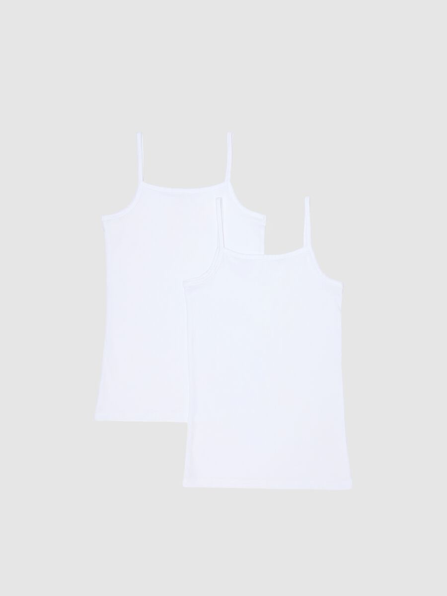 Girl's white tank tops bipack in pure cotton regular fit_1