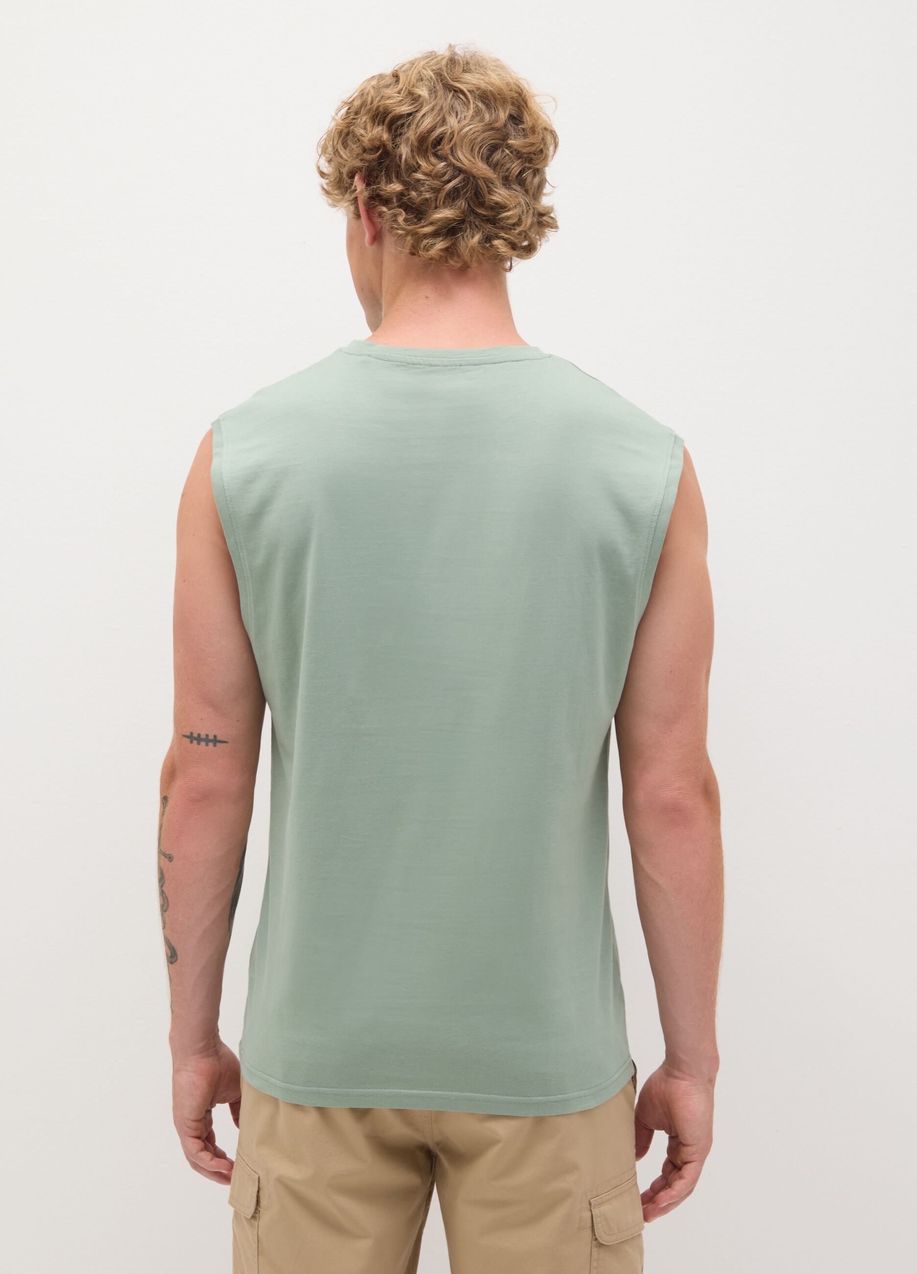 Men's Green Pure Cotton Vest Regular Fit