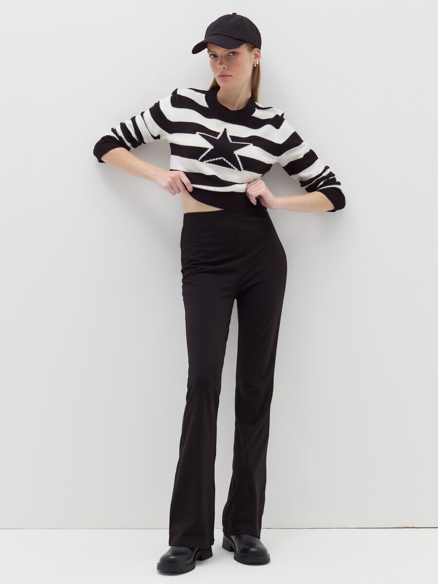 Striped crop pullover with jacquard star_1