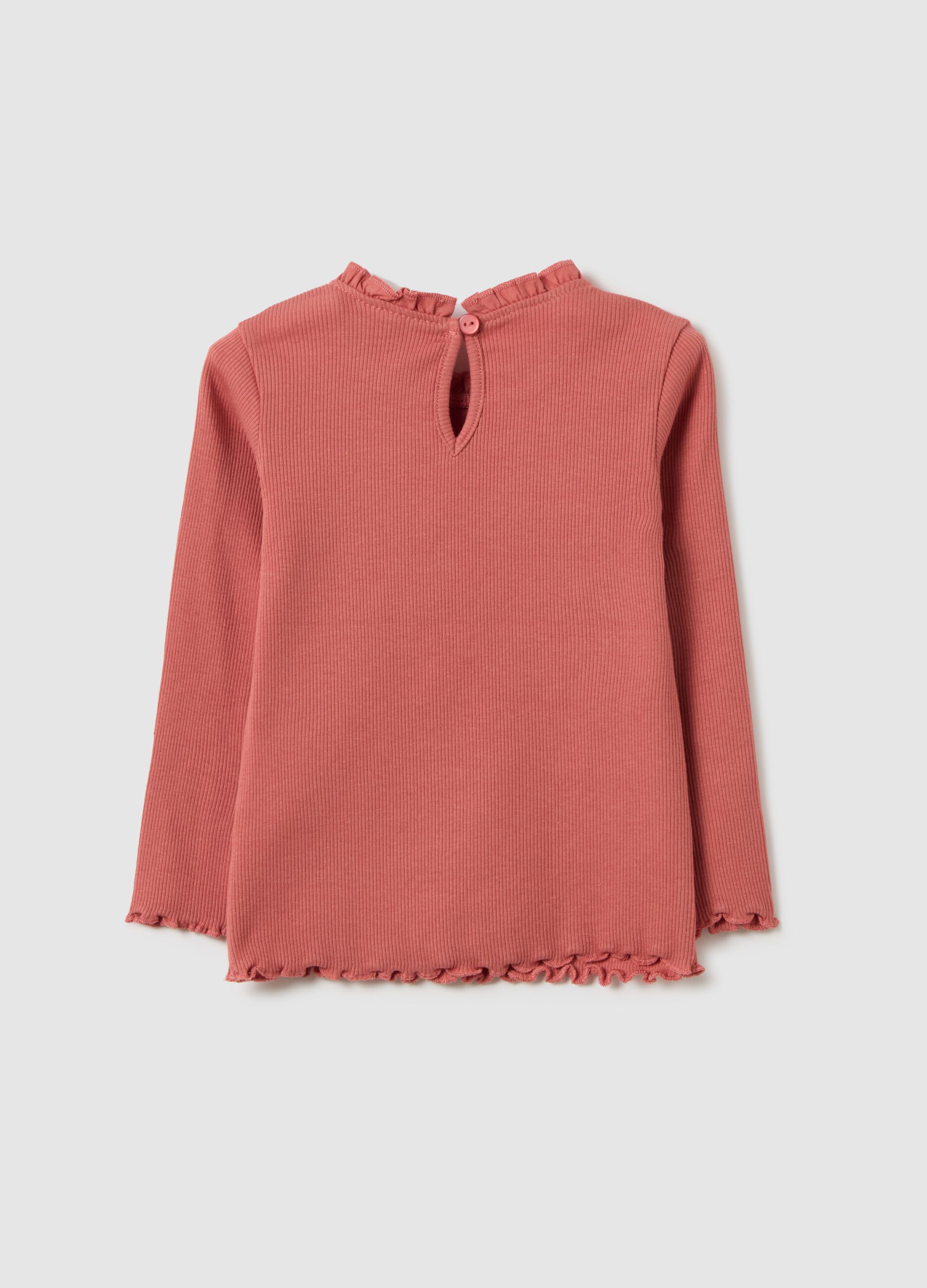 Maglietta da bambina in cotone elasticizzato rossa regular fit