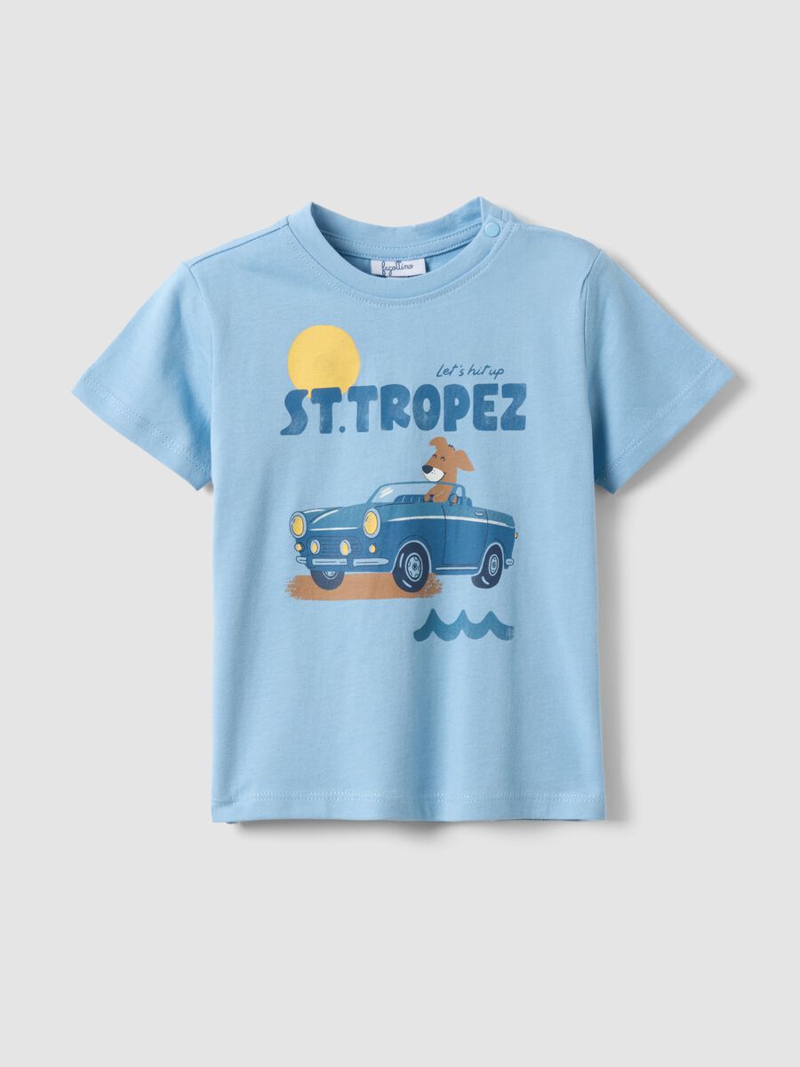 Light Blue Pure Cotton Boys&rsquo; Regular Fit T-shirt with Print_0