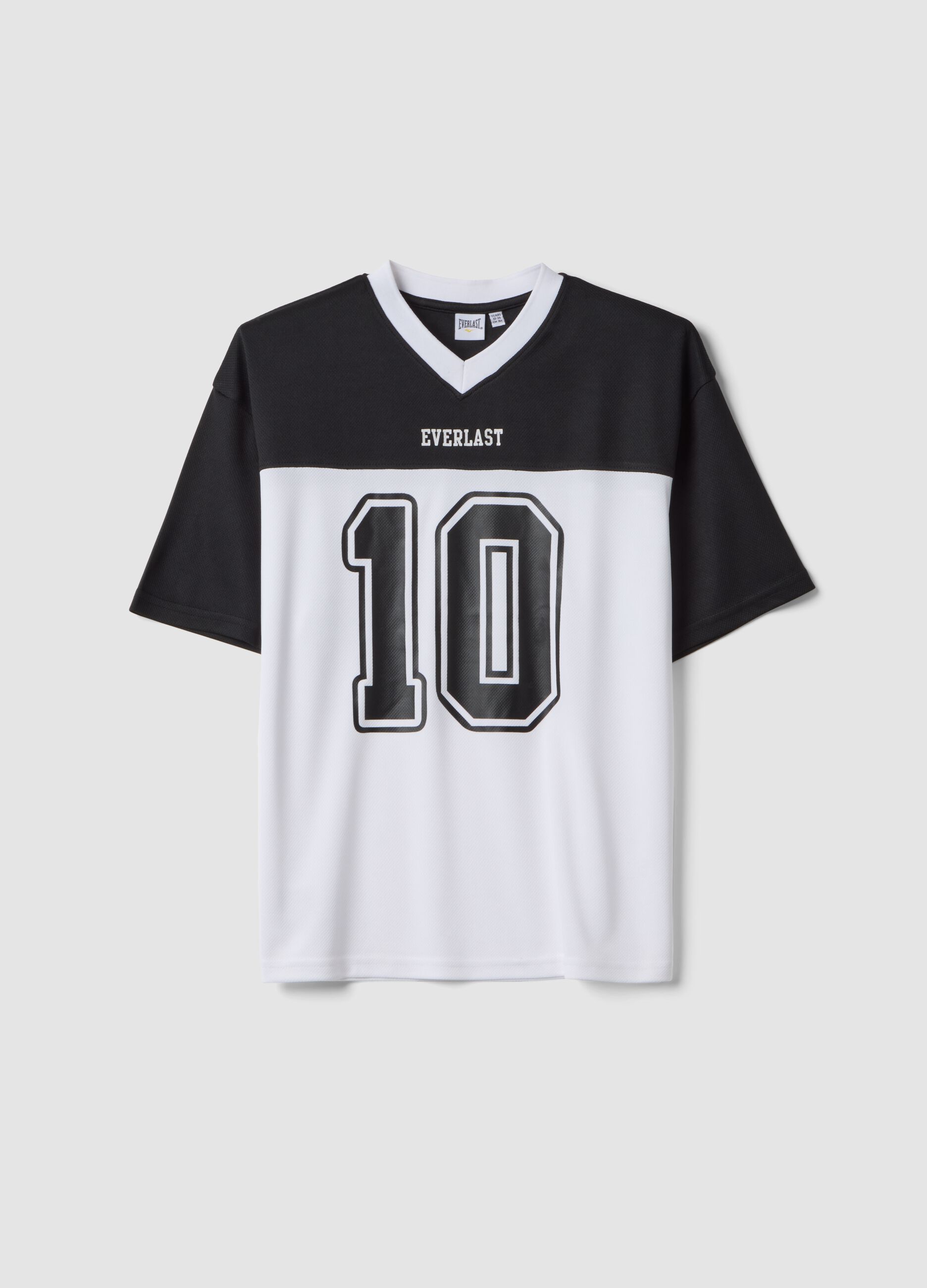 T-shirt nera a maniche corte con scollo a V per ragazzo relaxed fit