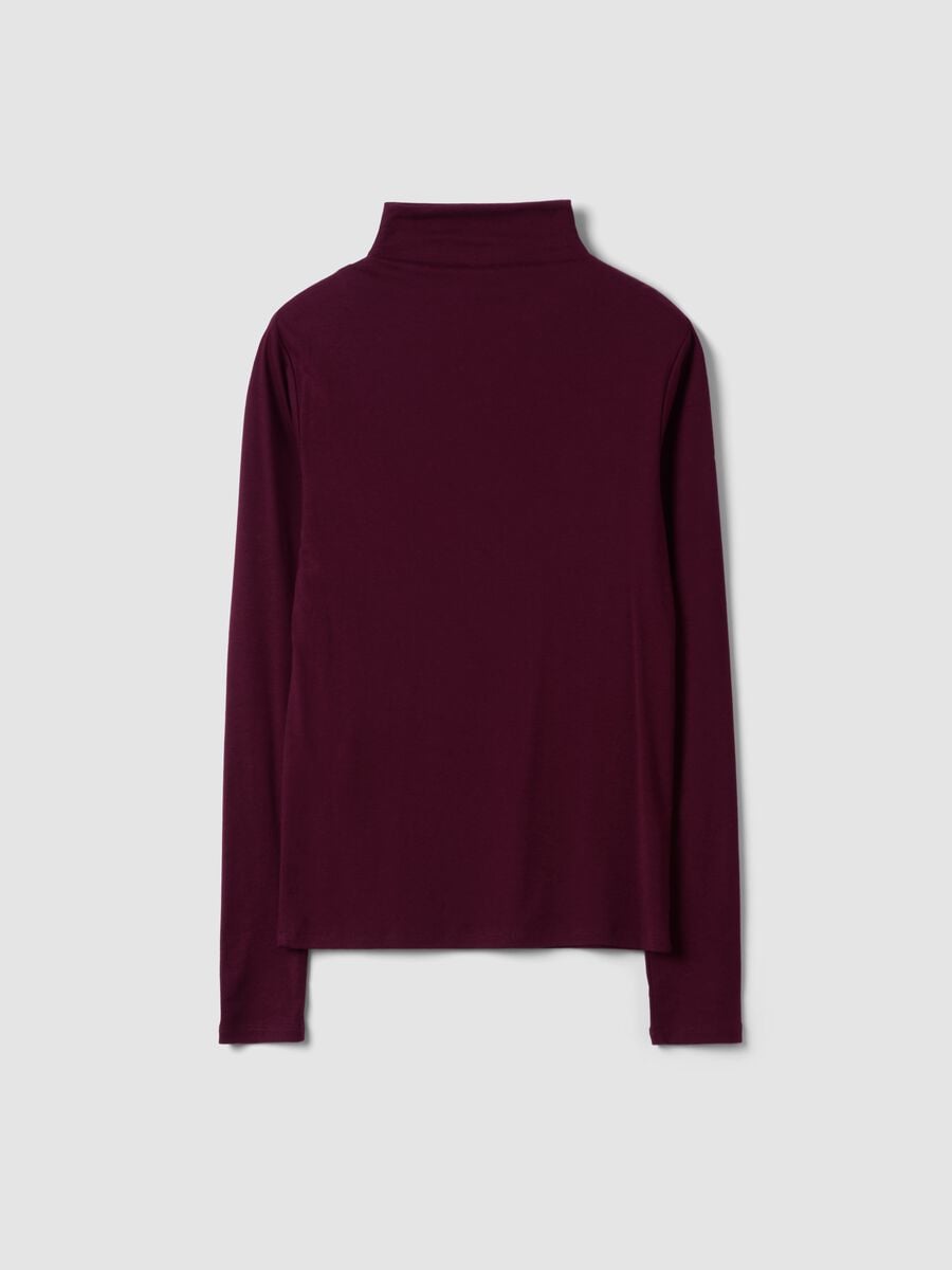 T-shirt viola in lyocell e lana elasticizzata con collo a lupetto regular fit_6