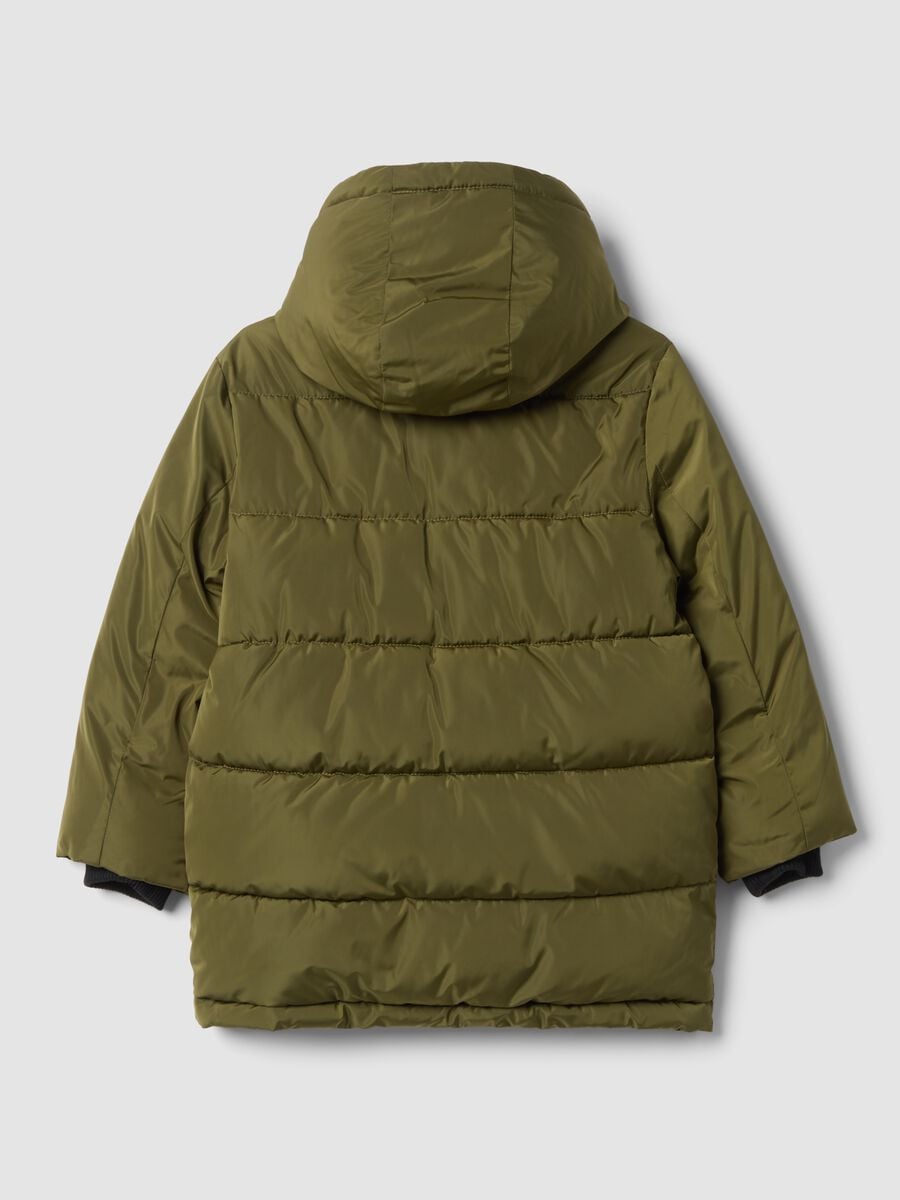 Olive green padded hooded jacket_1
