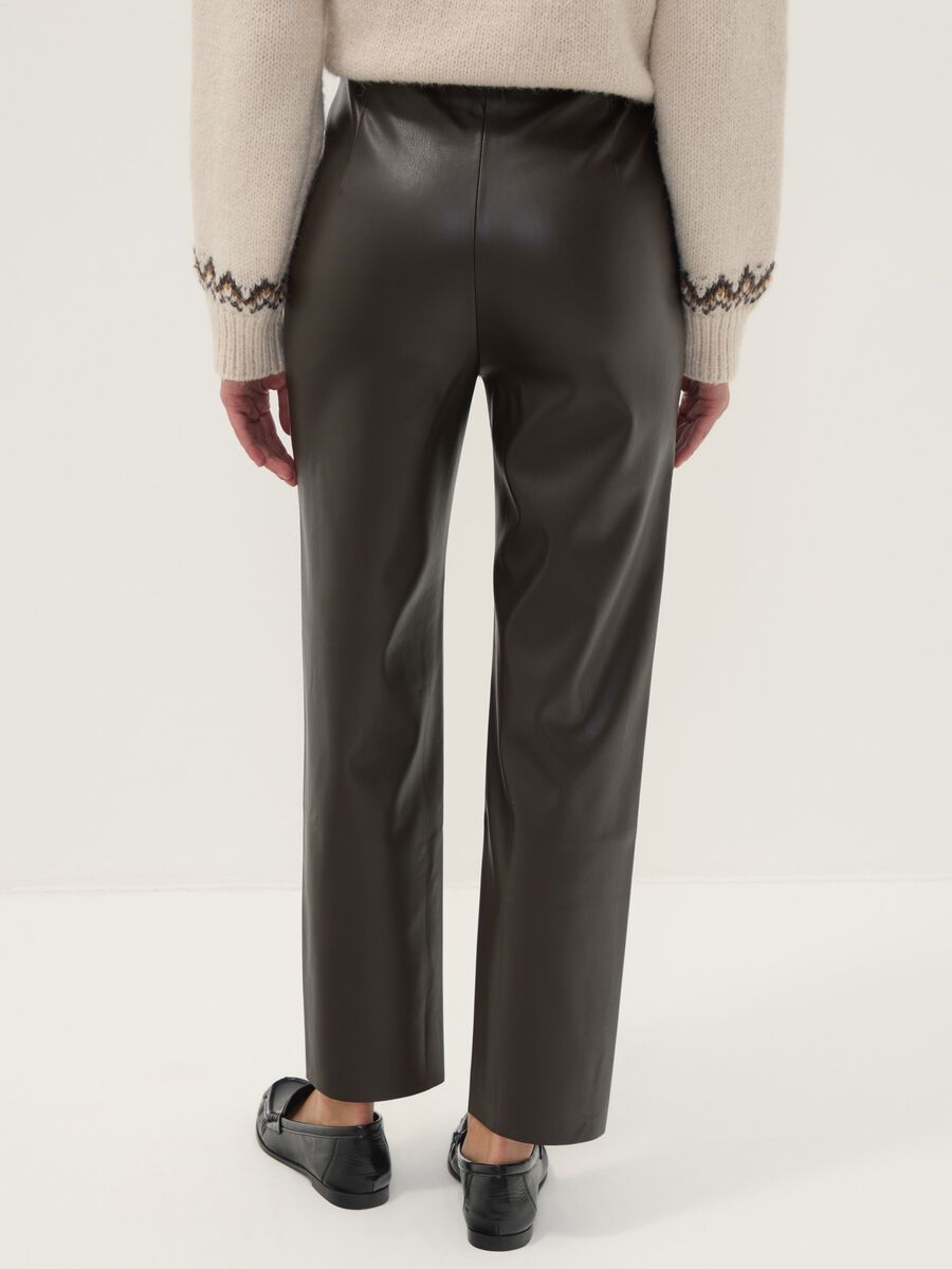 Leggings marroni slim fit con vita regular ed elastico_3