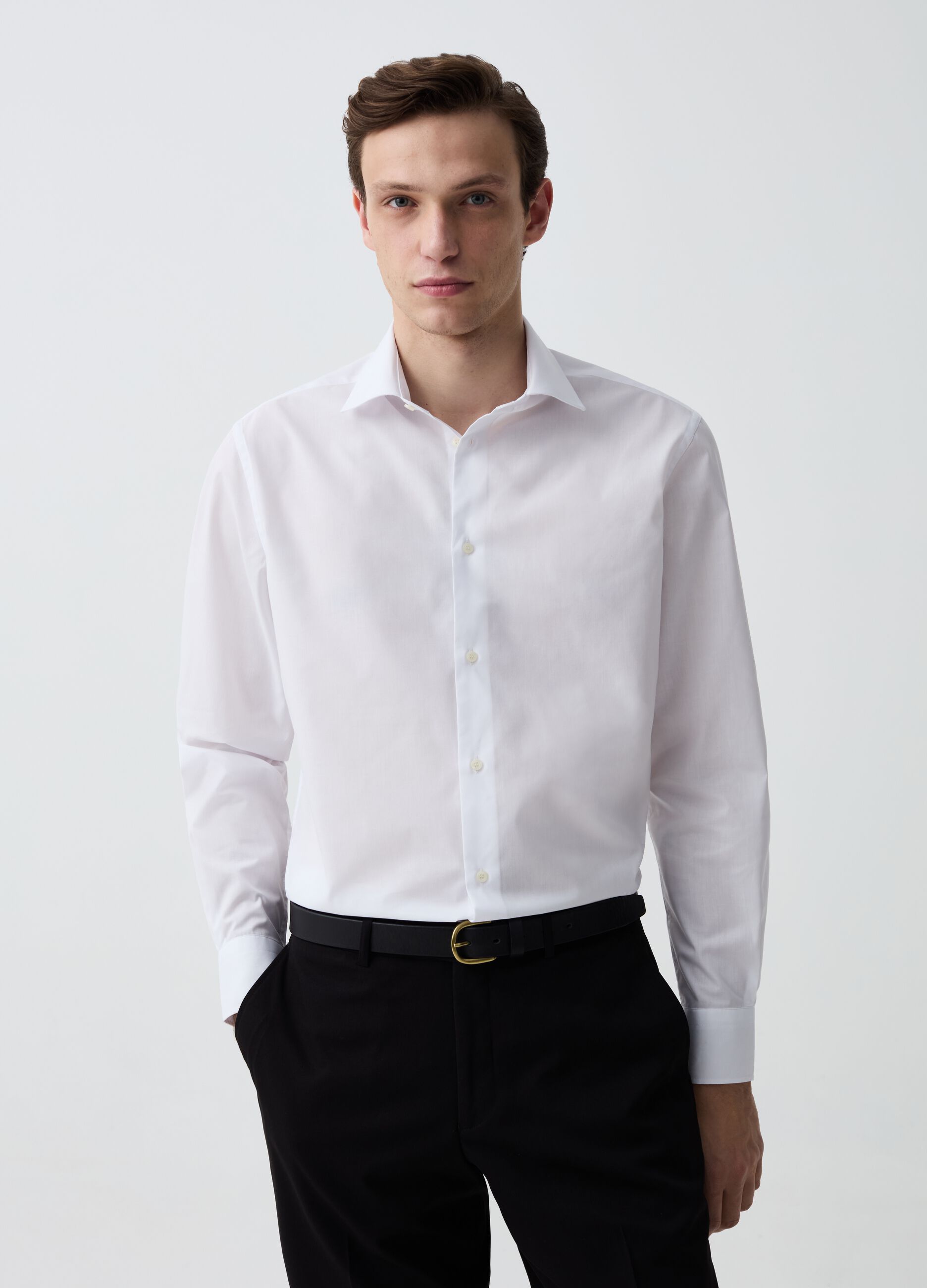 Solid colour, regular-fit shirt