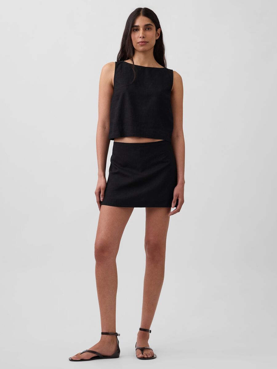 Sleeveless linen-blend top_0