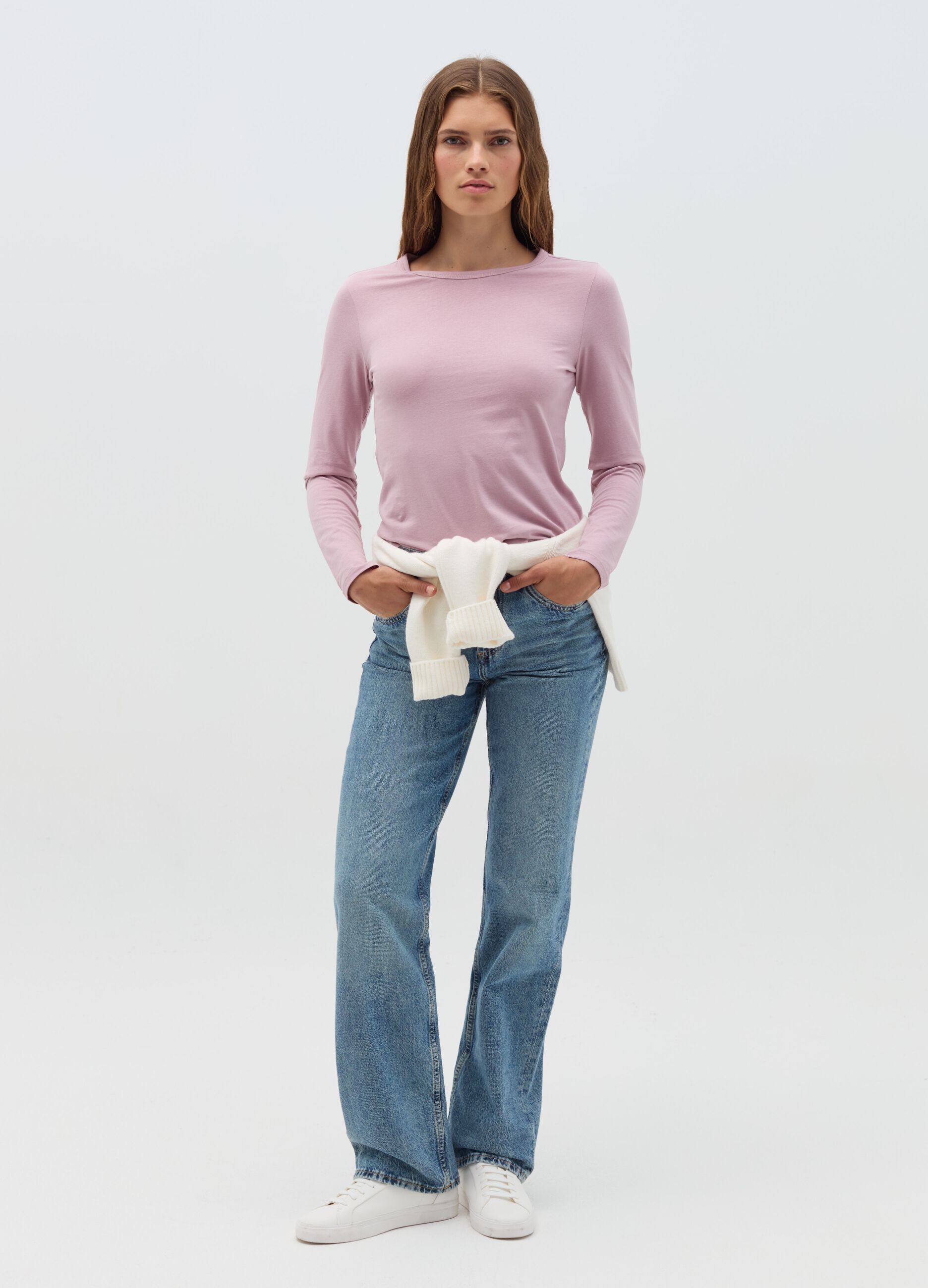 Magliette cotone manica lunga donna clearance