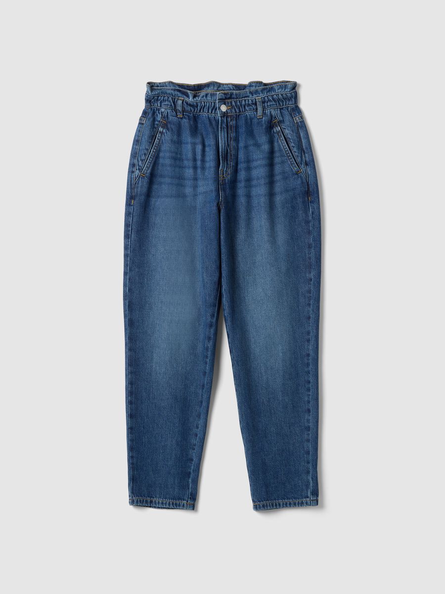 Pantaloni baggy in puro cotone blu_4