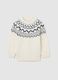 Children's white jumper in regular fit cotton blend with jacquard pattern_0